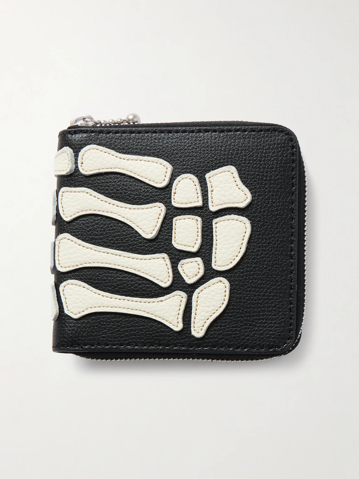 Thumbs-Up Mini Appliquéd Leather Zip-Around Wallet - 1