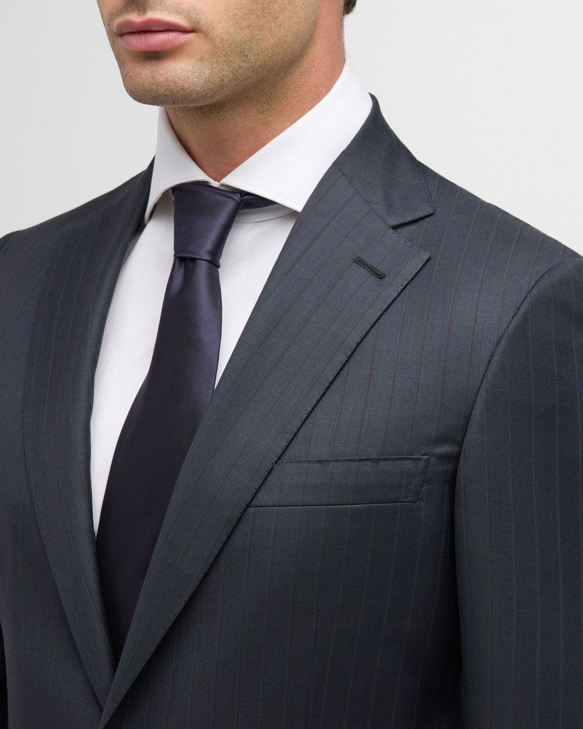 Men's Wool Pinstripe Suit - 1