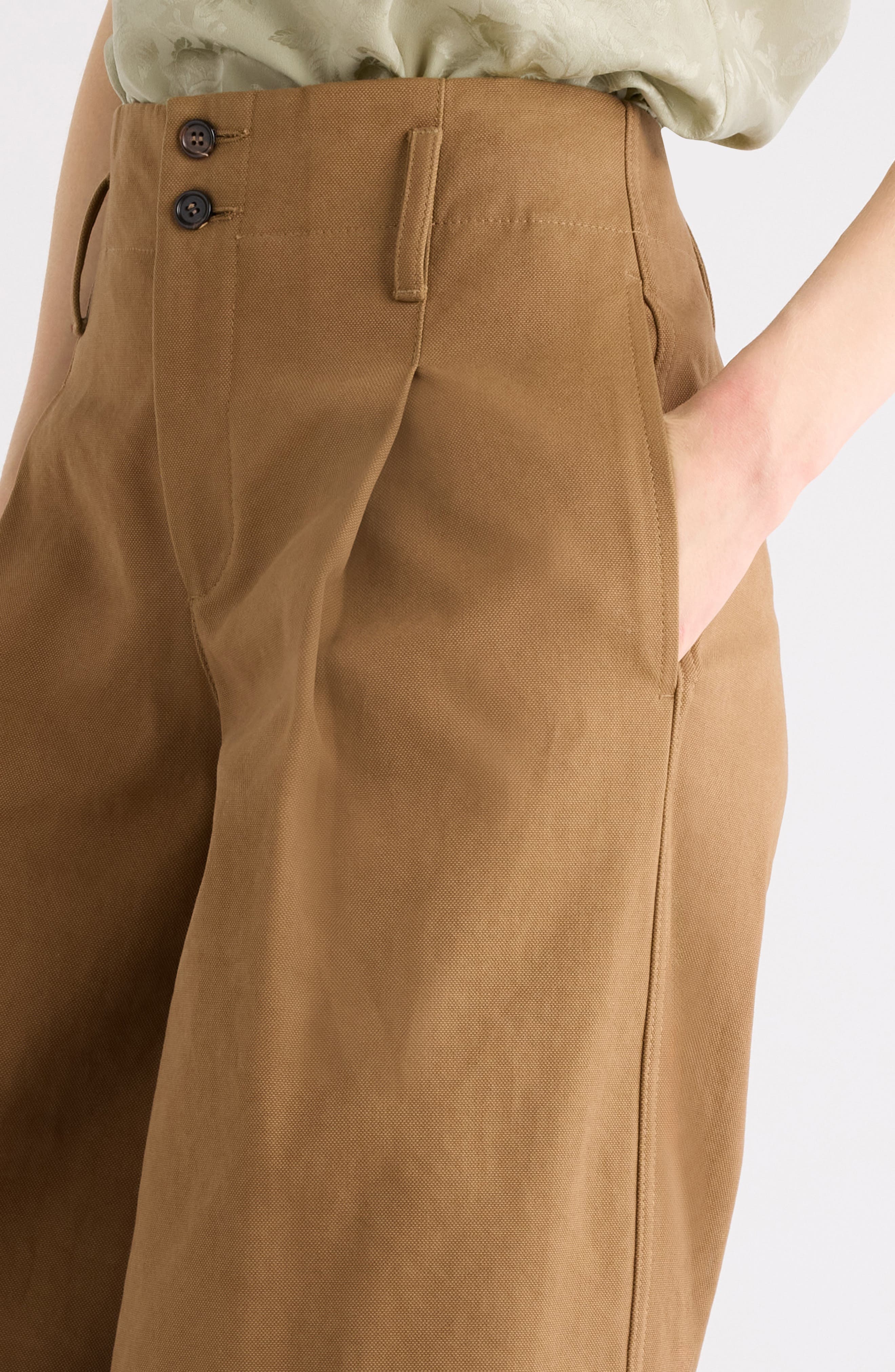 Chloé Garment Dye Organic Cotton Canvas Wide Leg Pants in Mustard Brown at Nordstrom - 5