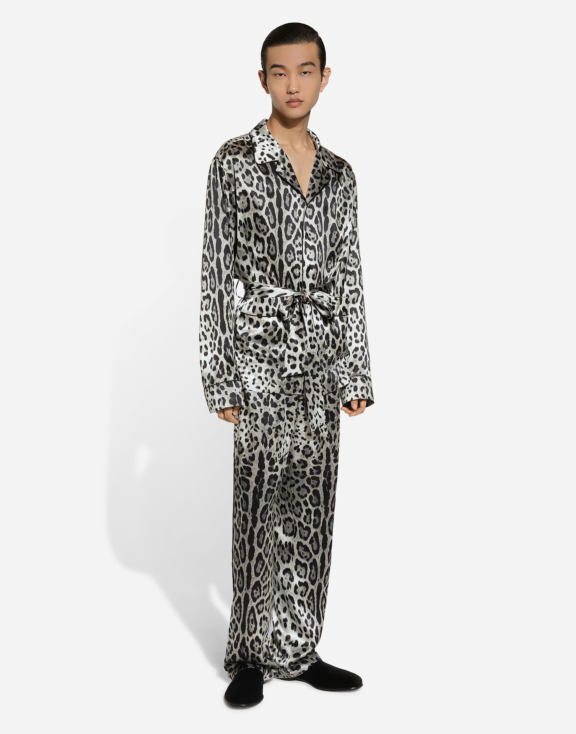Leopard-print satin robe - 2