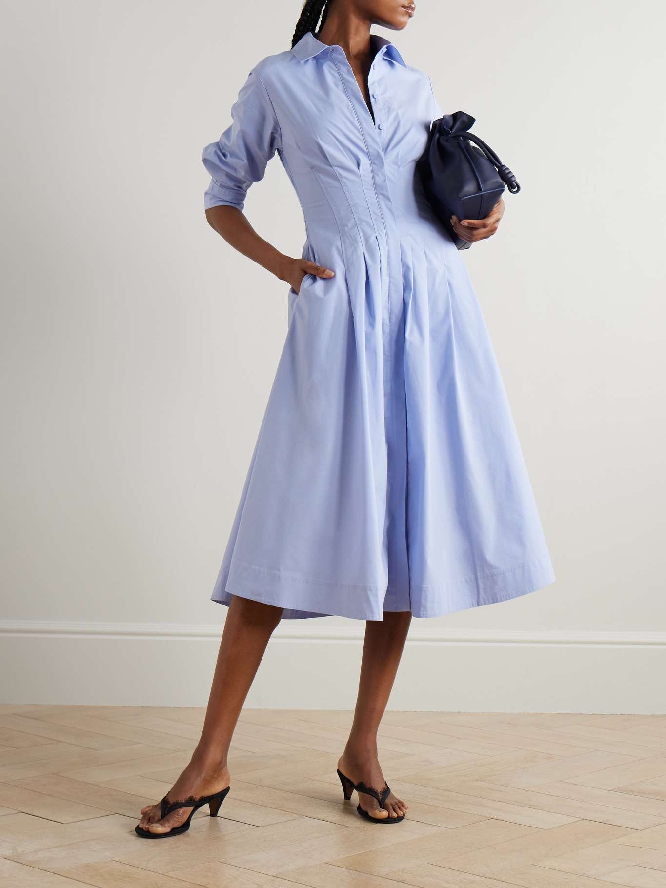 Jazz pleated cotton-blend poplin midi shirt dress Unknown - 2