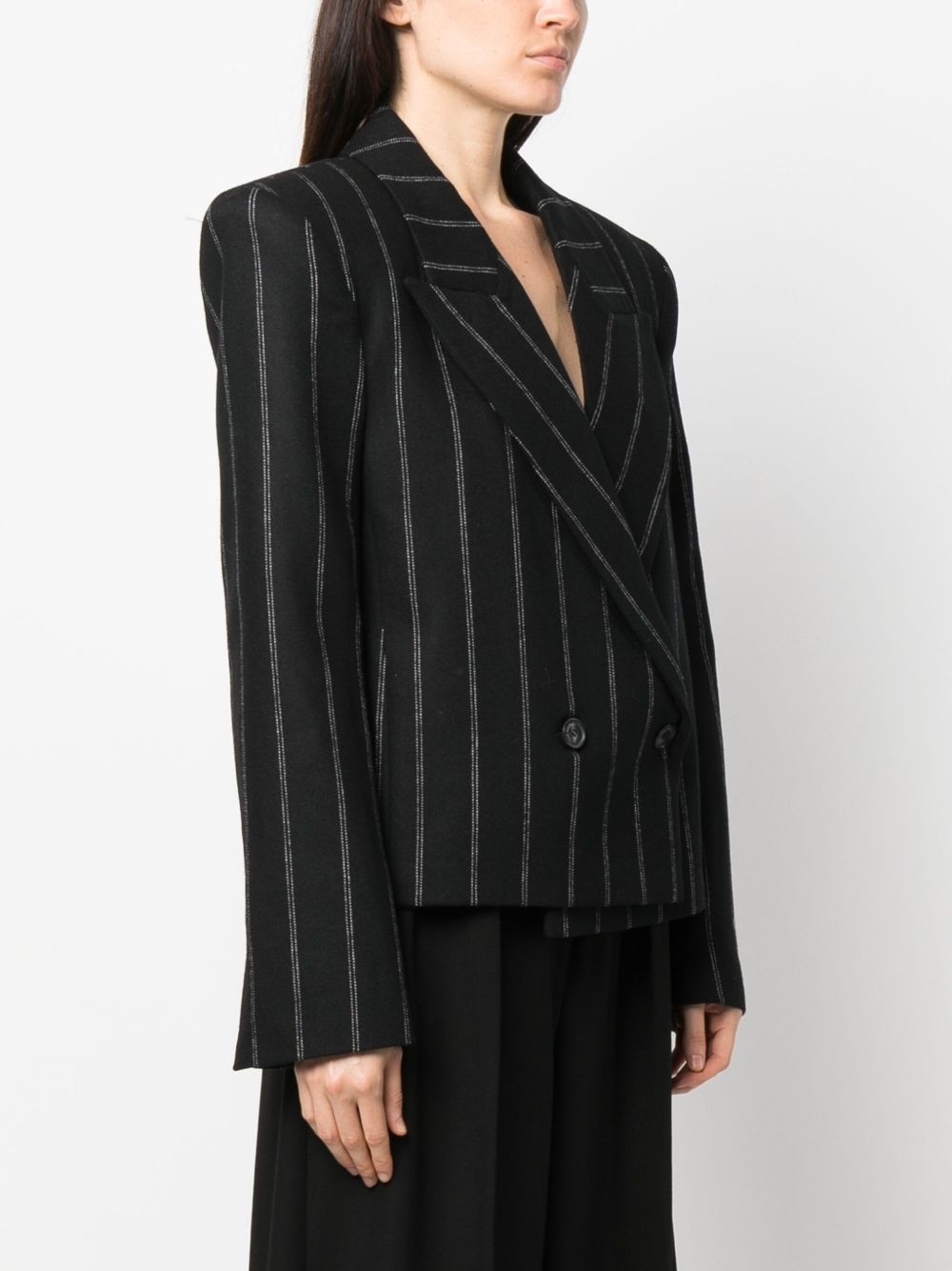 striped double-breasted wool blazer - 3