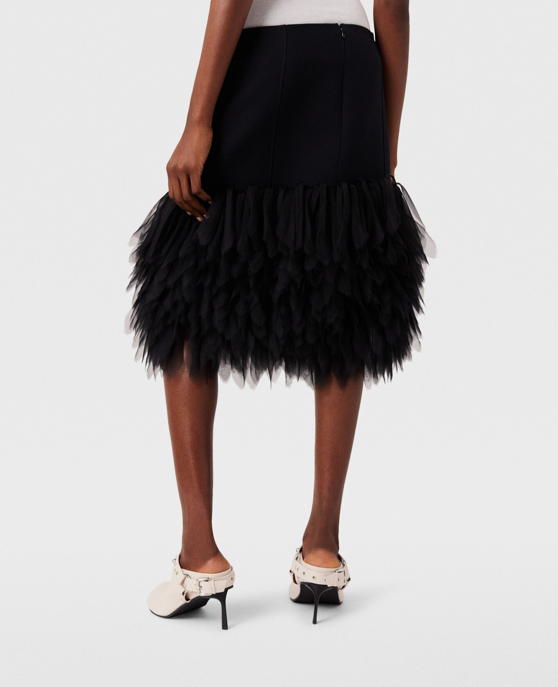 High-Rise Feather Midi Skirt - 4