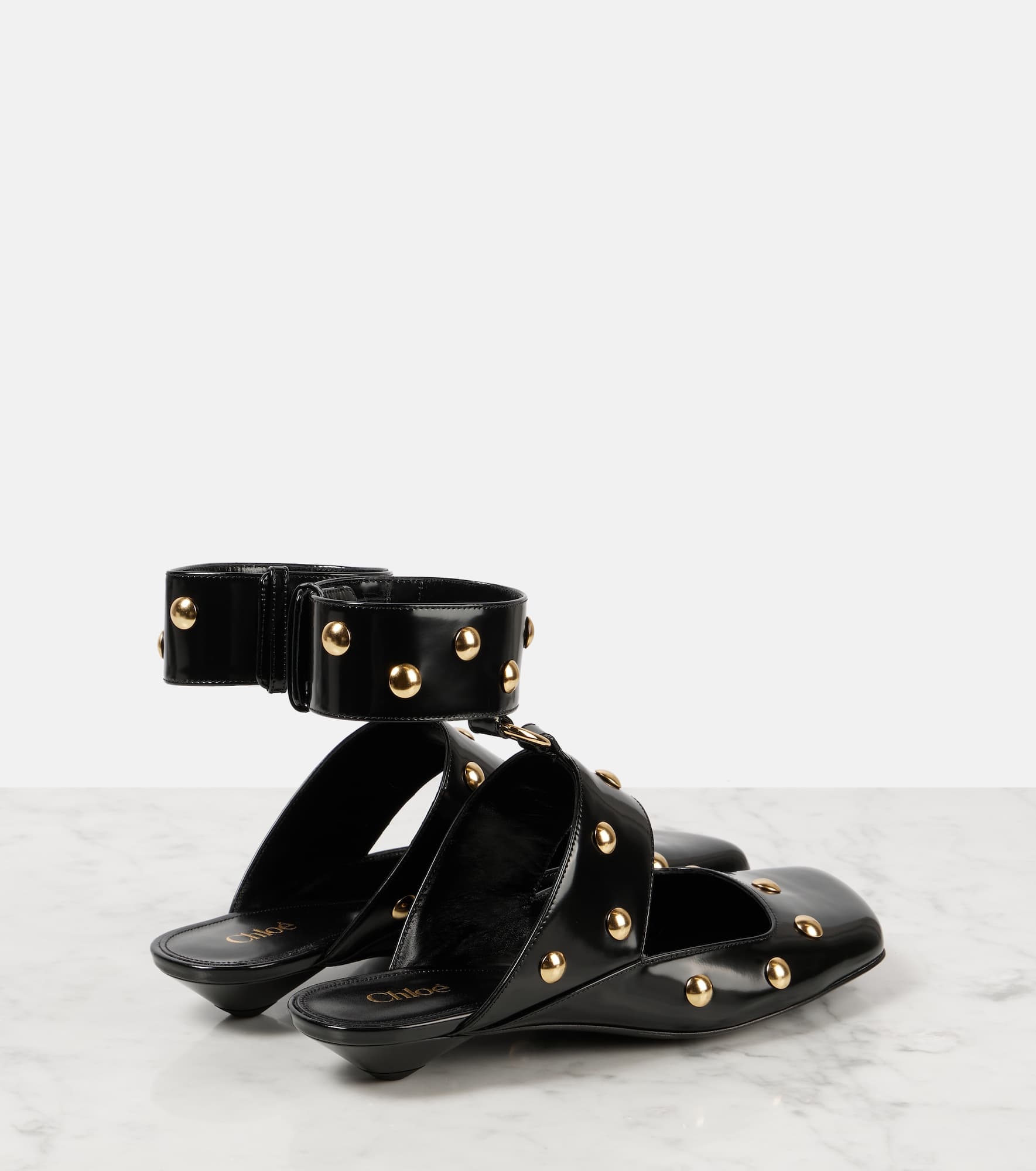 Jade studded leather flats - 2