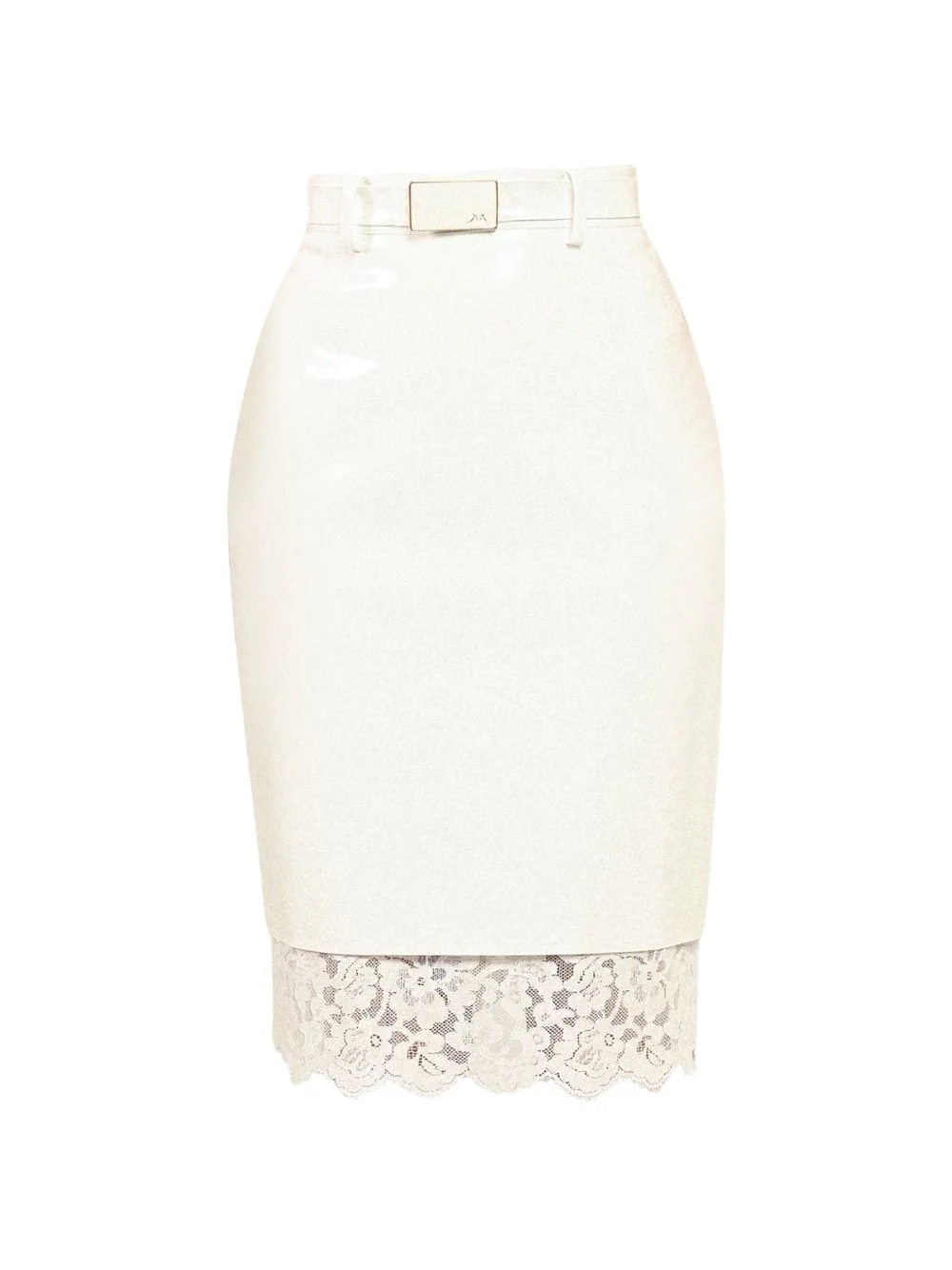 lace-trim vinyl skirt - 1