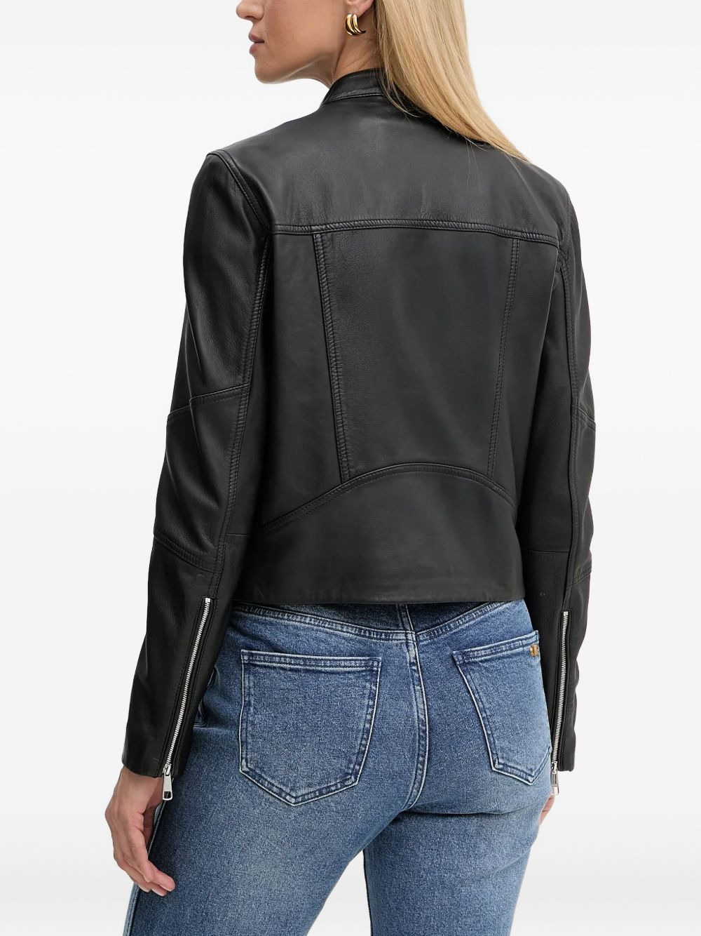 Saleste zip-front panelled leather jacket - 3
