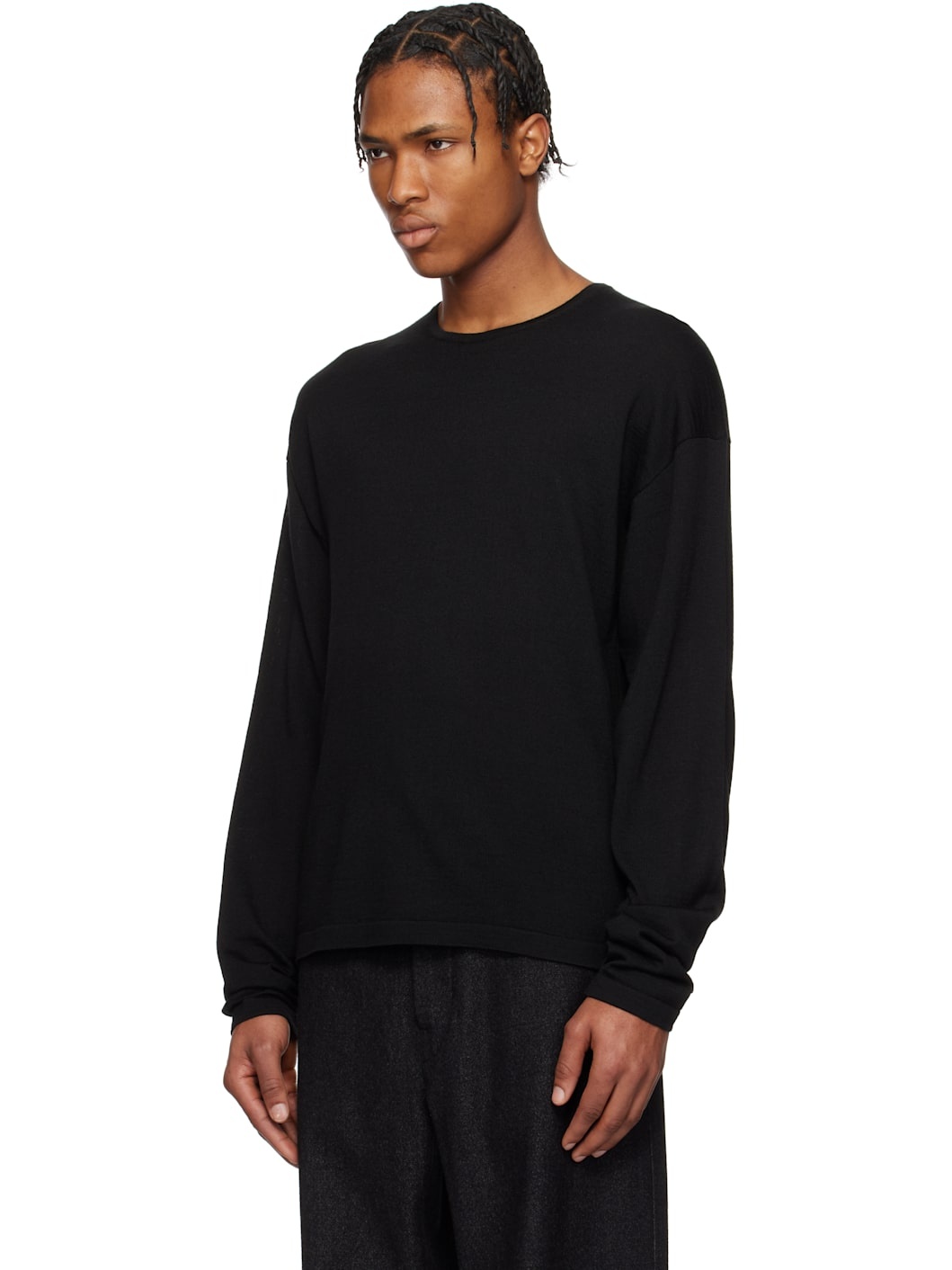 Black Crew Neck Sweater - 4