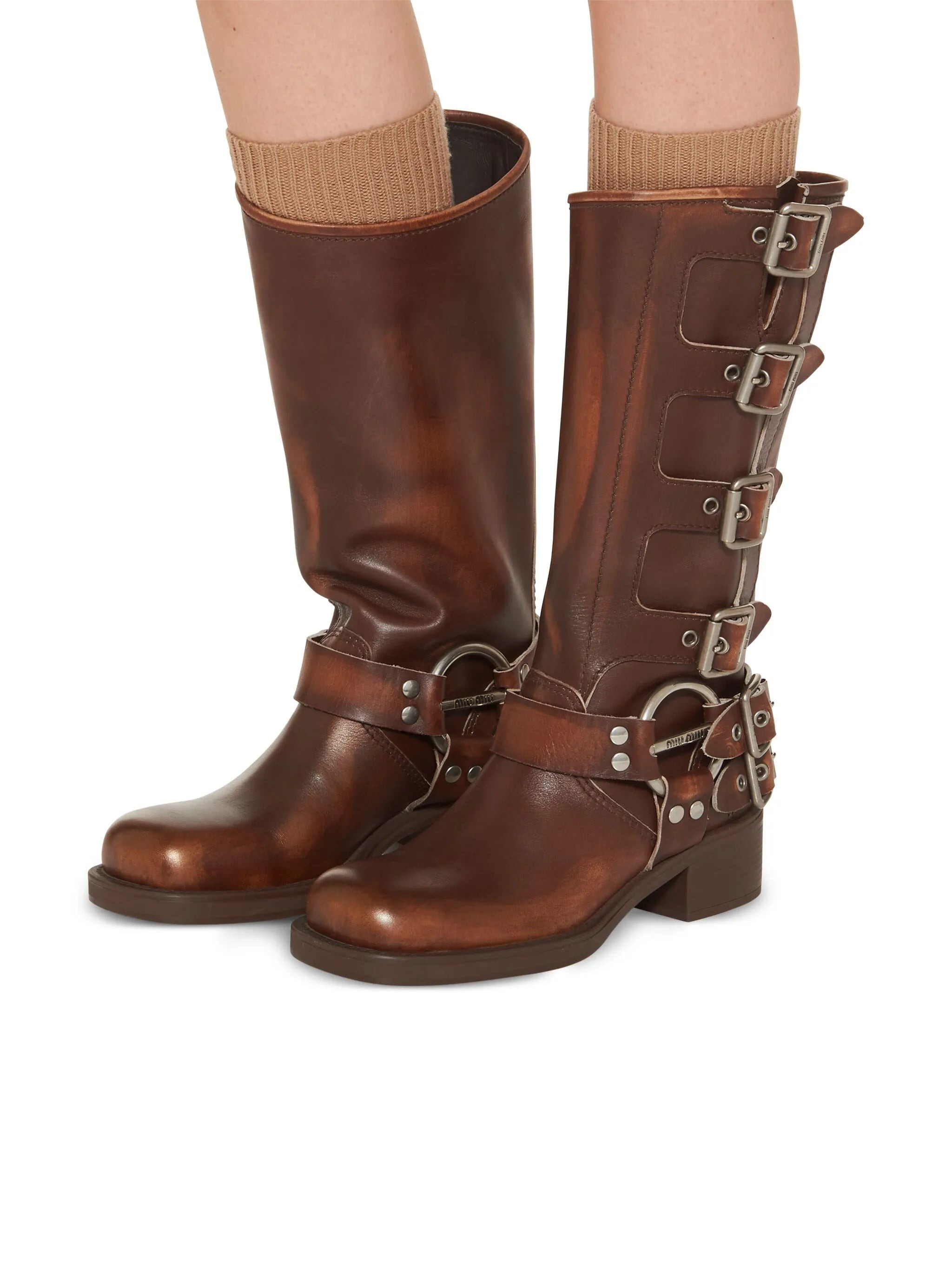 buckle-detail leather boots - 4