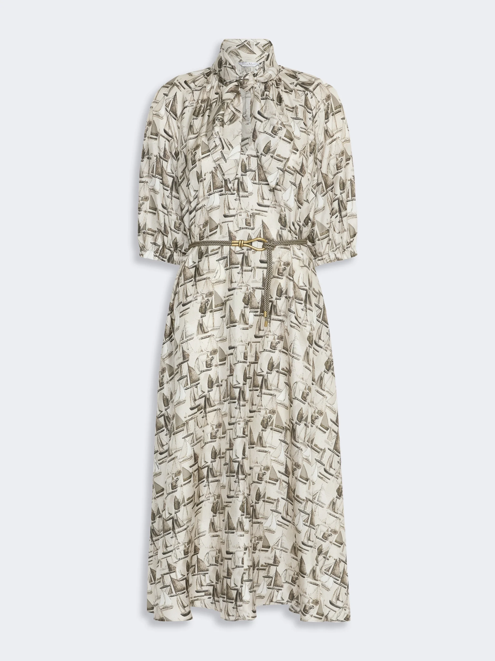 OTTIMO Printed silk dress - STONE - 1