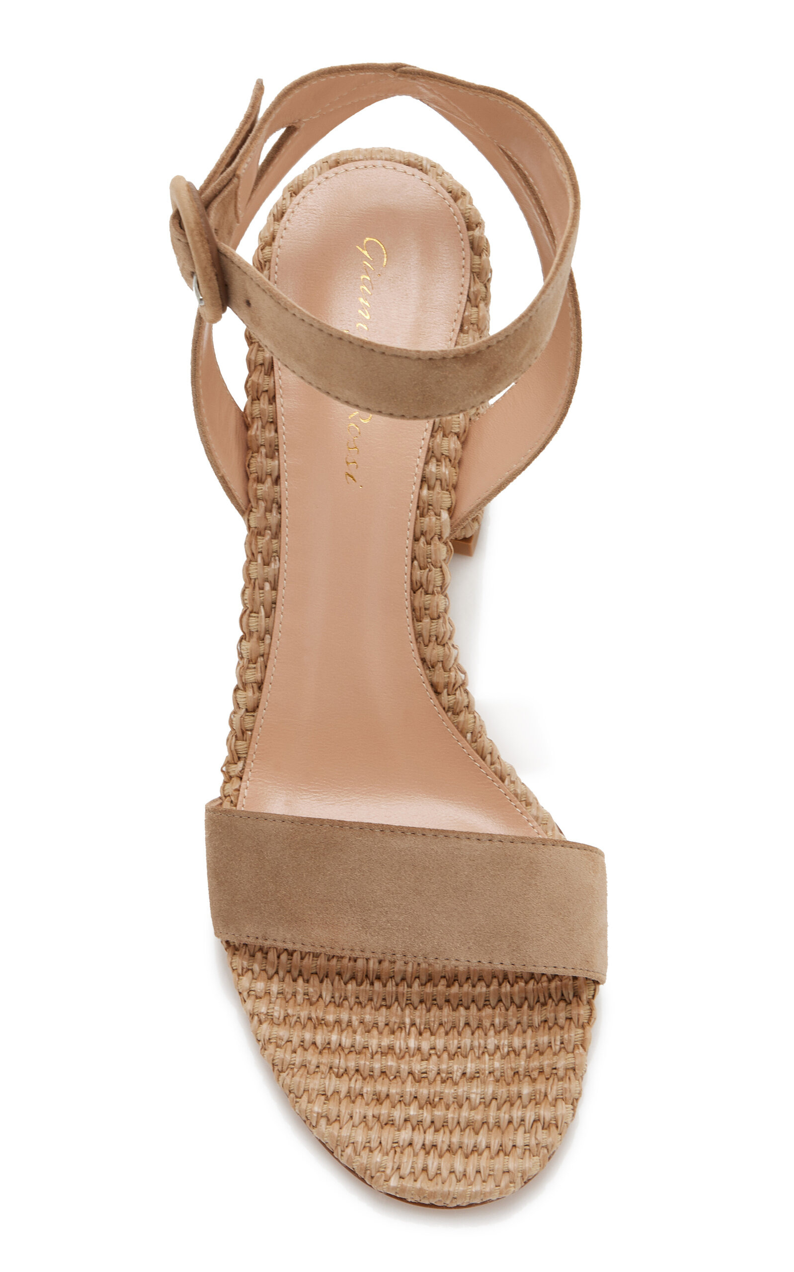Suede and Raffia Sandals neutral - 4