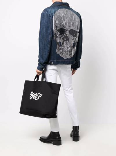 PHILIPP PLEIN Skull-embroidered denim jacket outlook