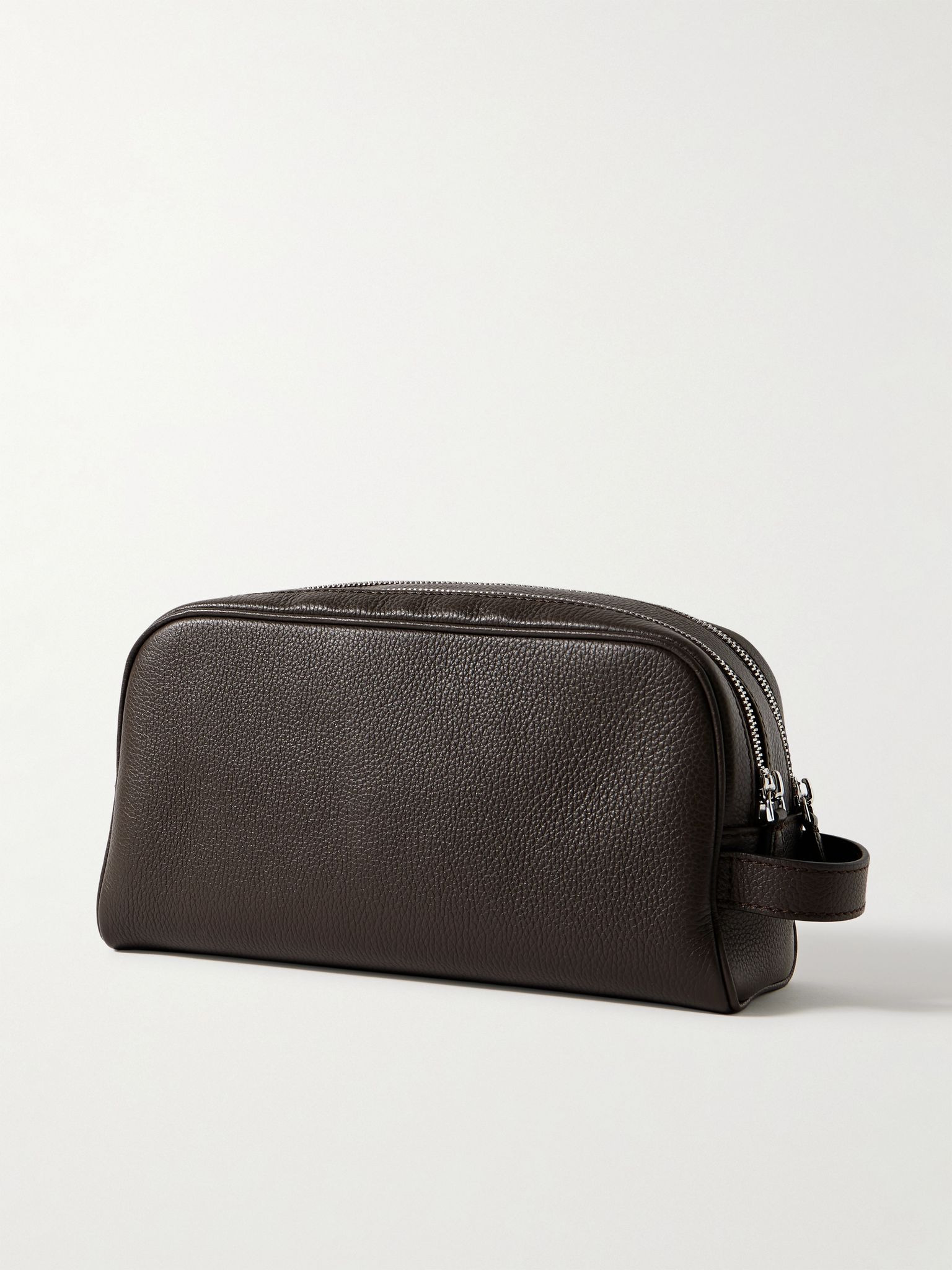 Full-Grain Leather Wash Bag Brown - 2