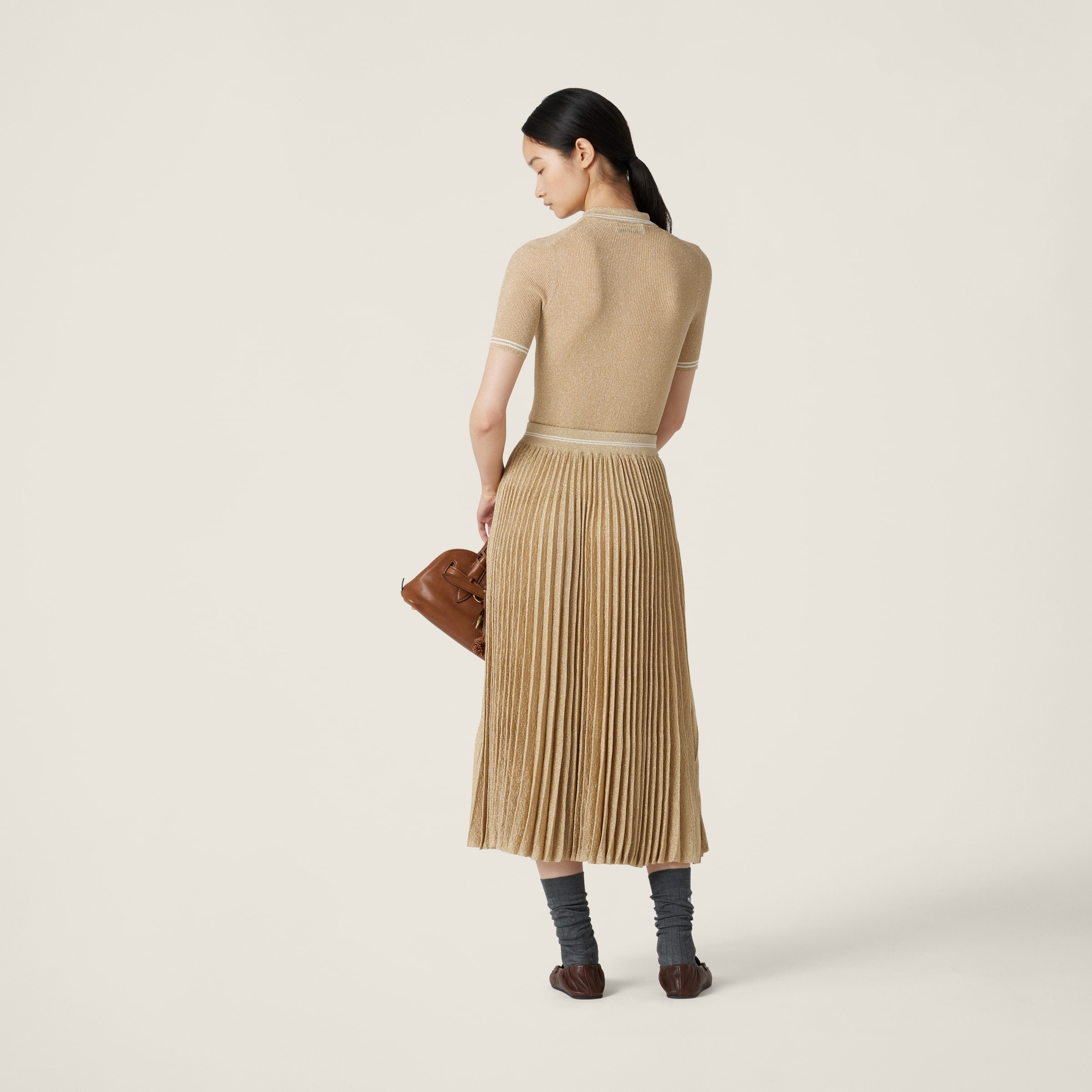Pleated lamé skirt - 3