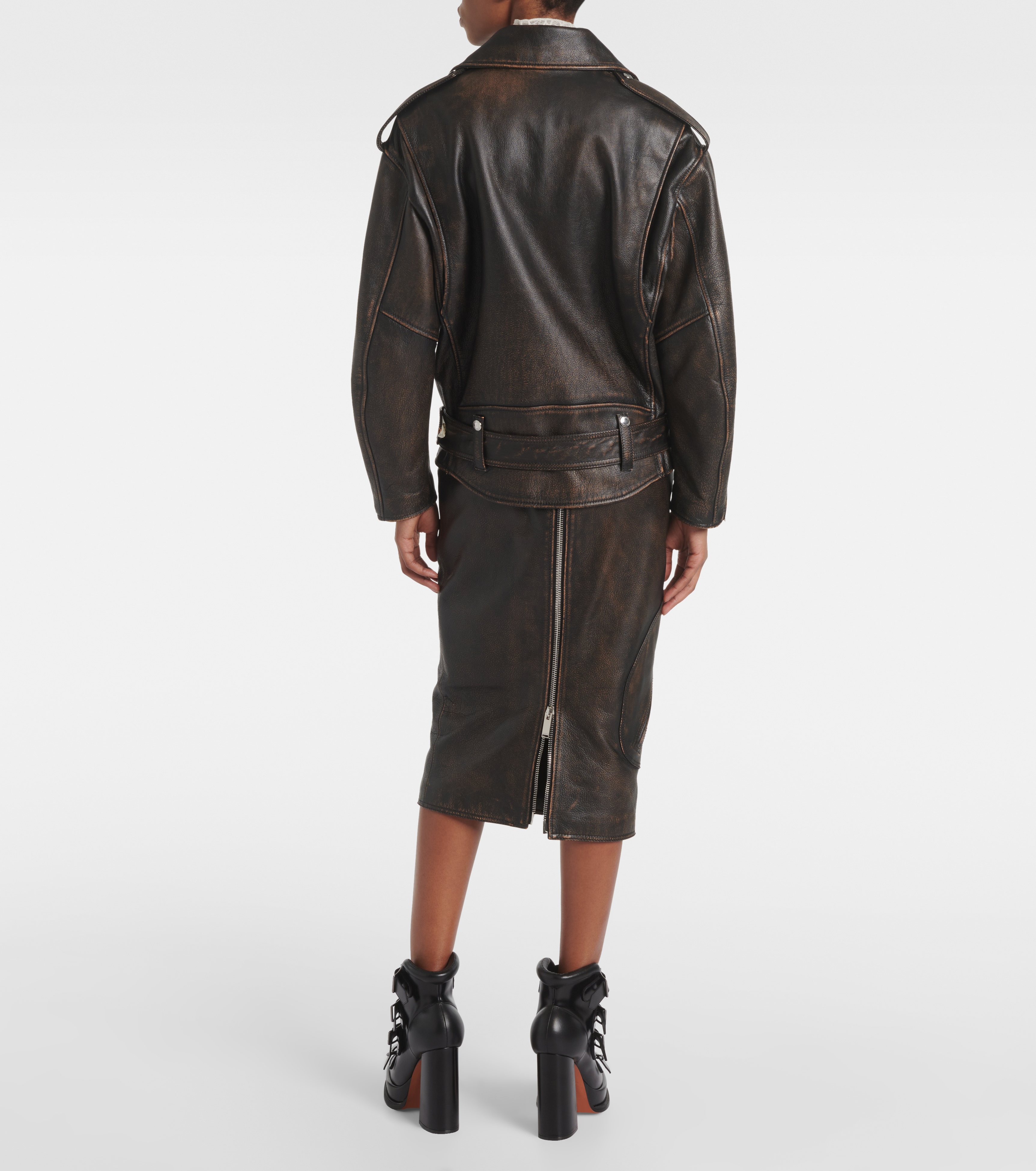 Leather biker jacket - 3