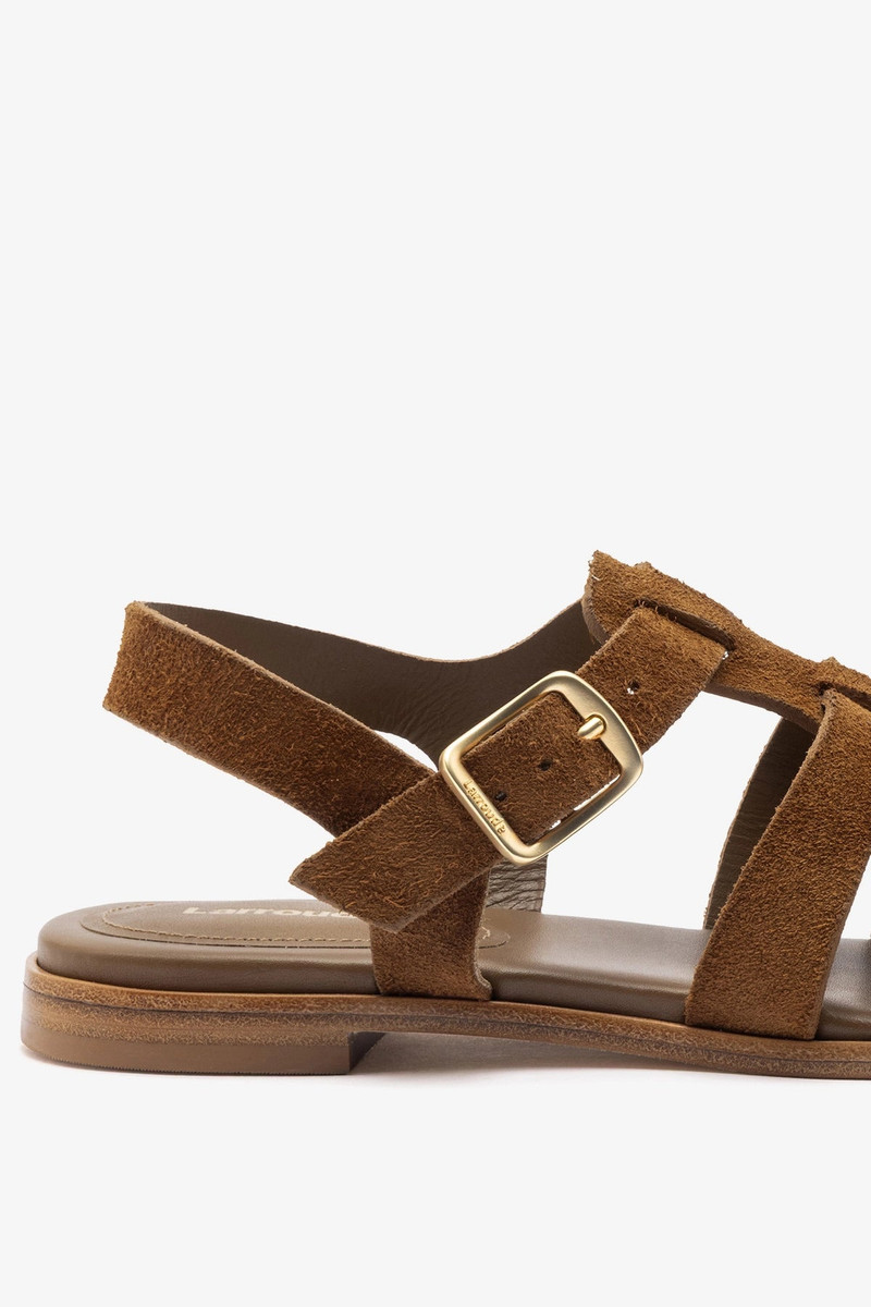 Stevie Flat Sandal In Russet Suede 4