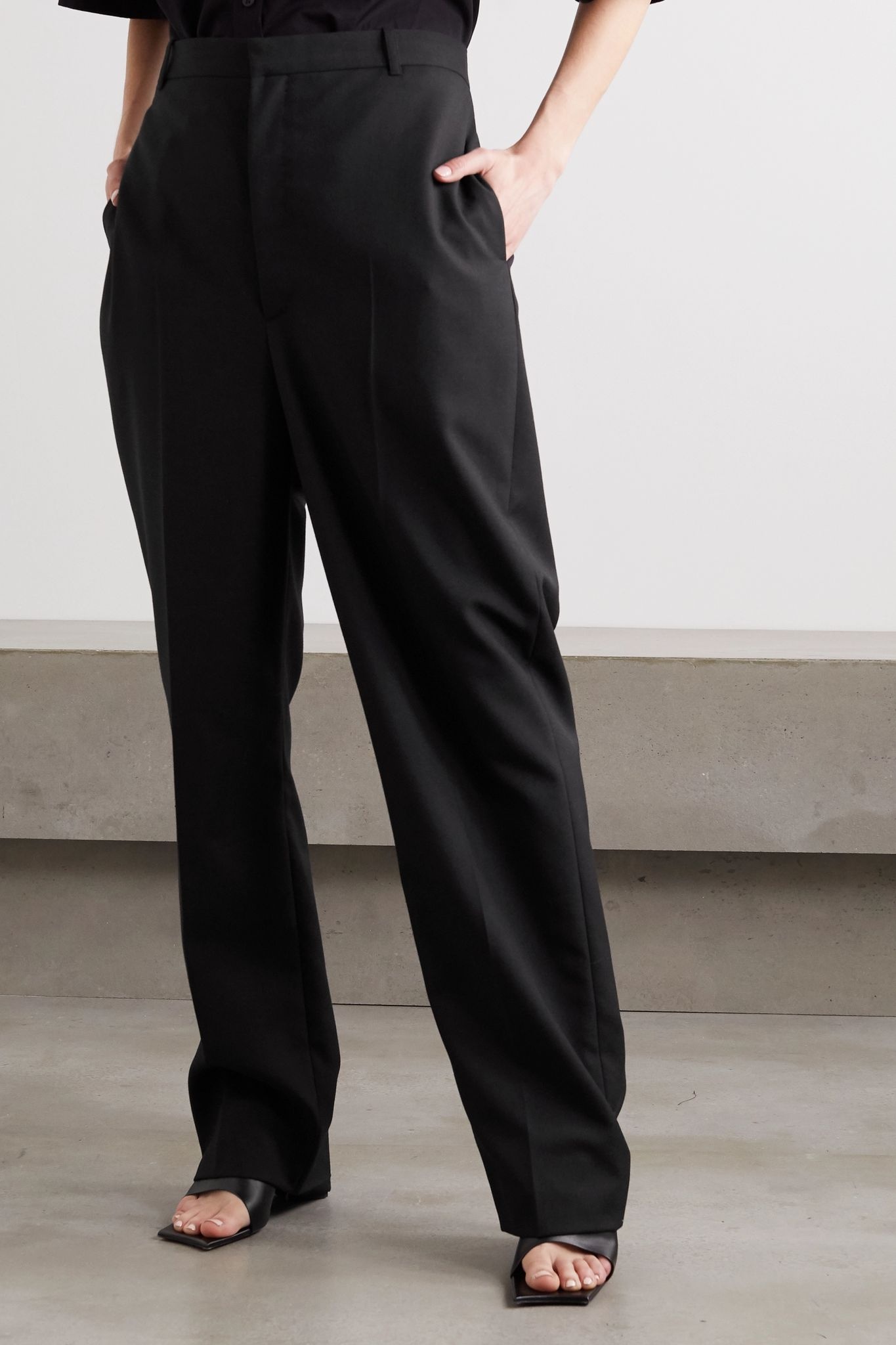 Wool-blend twill straight-leg pants - 3