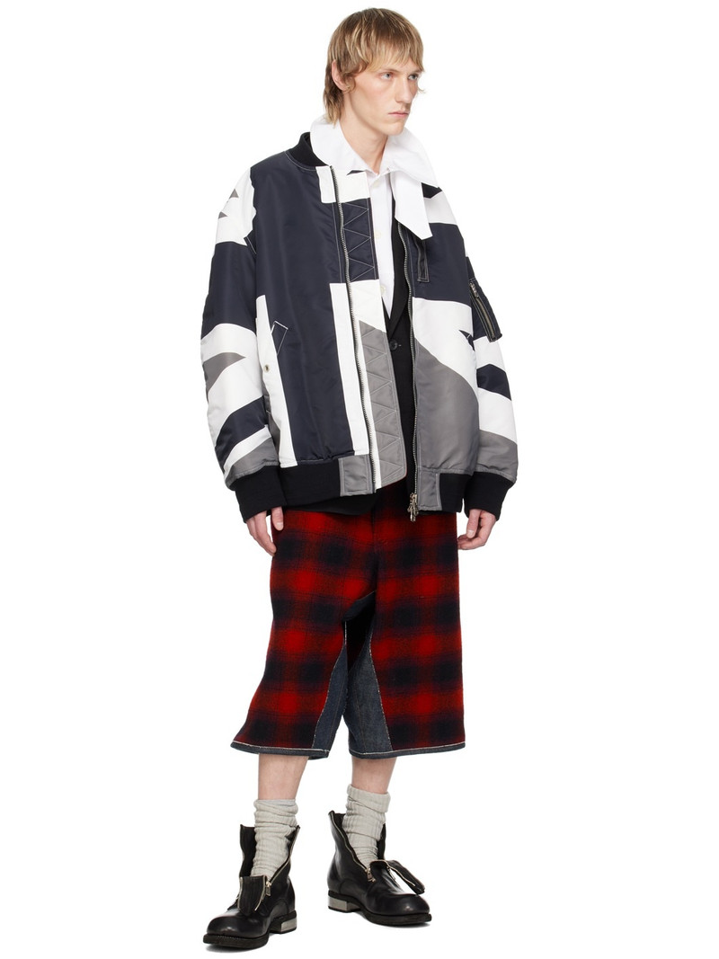 TAKAHIROMIYASHITA TheSoloist. White & Black Back Gusset Bomber Jacket outlook