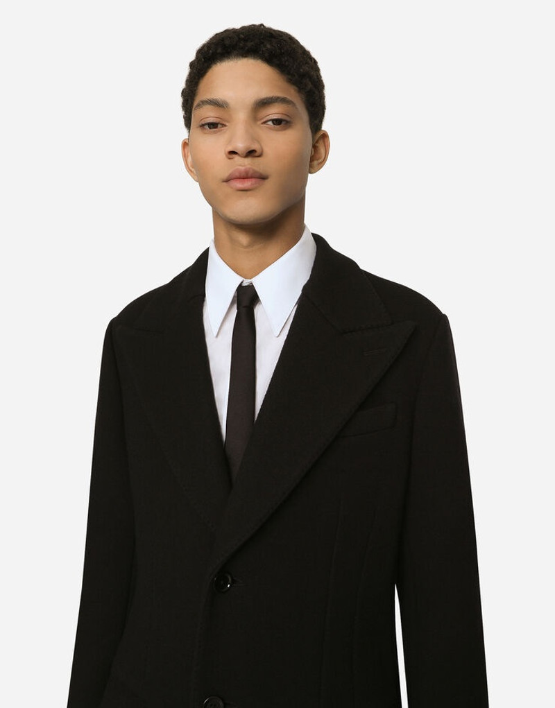 Single-breasted technical wool jersey coat 4