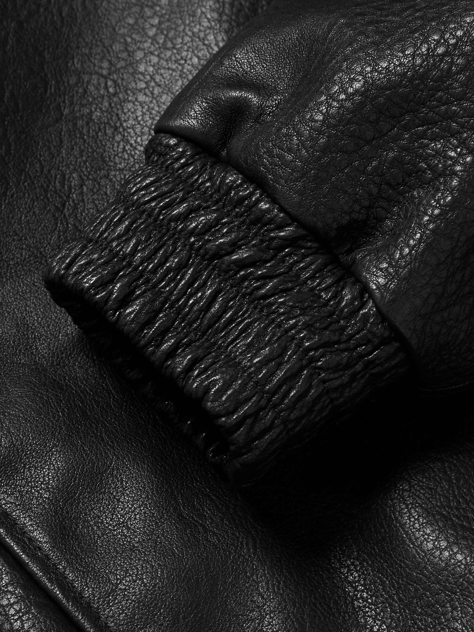 Logo-Embroidered Full-Grain Leather Jacket - 3