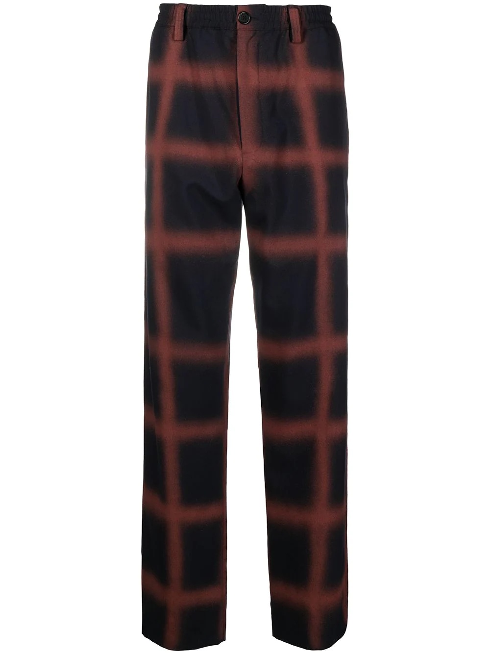 sprayed check-print trousers - 1