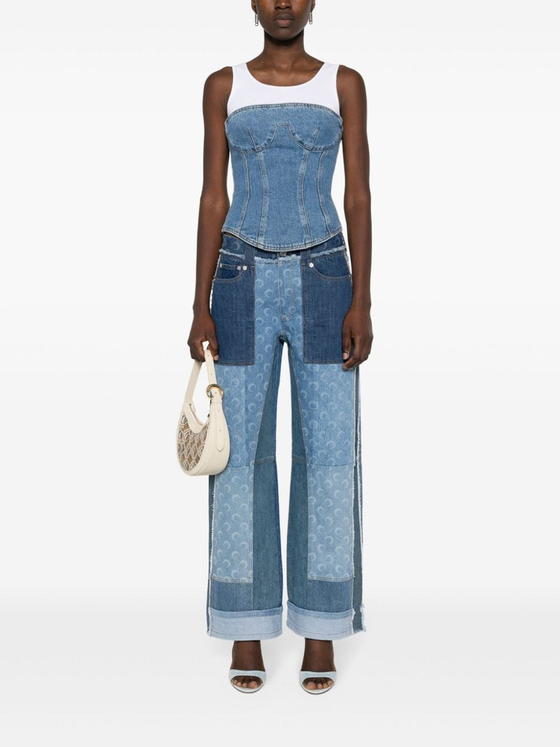 Marine Serre patchwork straight-leg jeans outlook