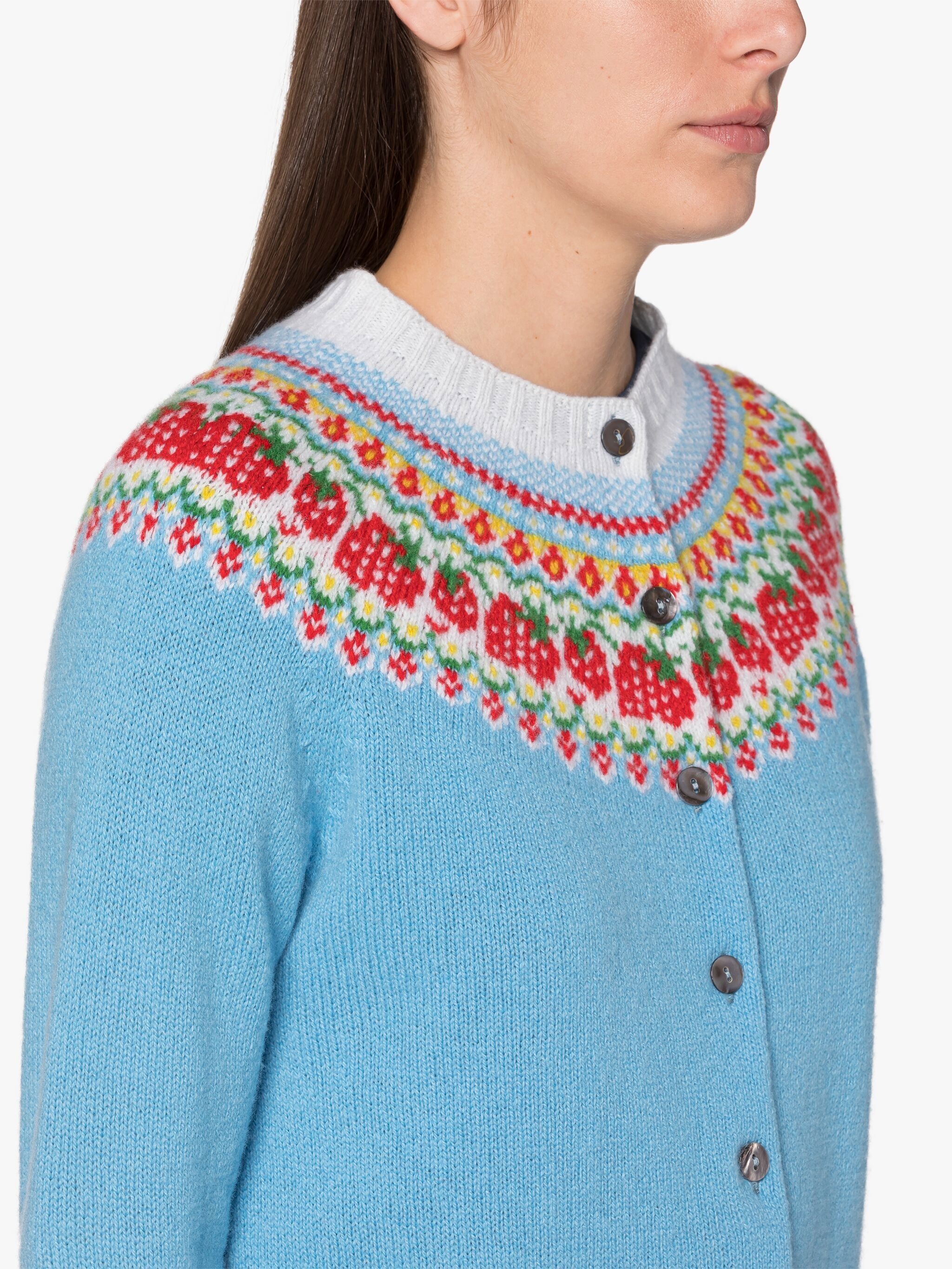 KILLIAN BLUE WOOL FAIR ISLE CARDIGAN - 5