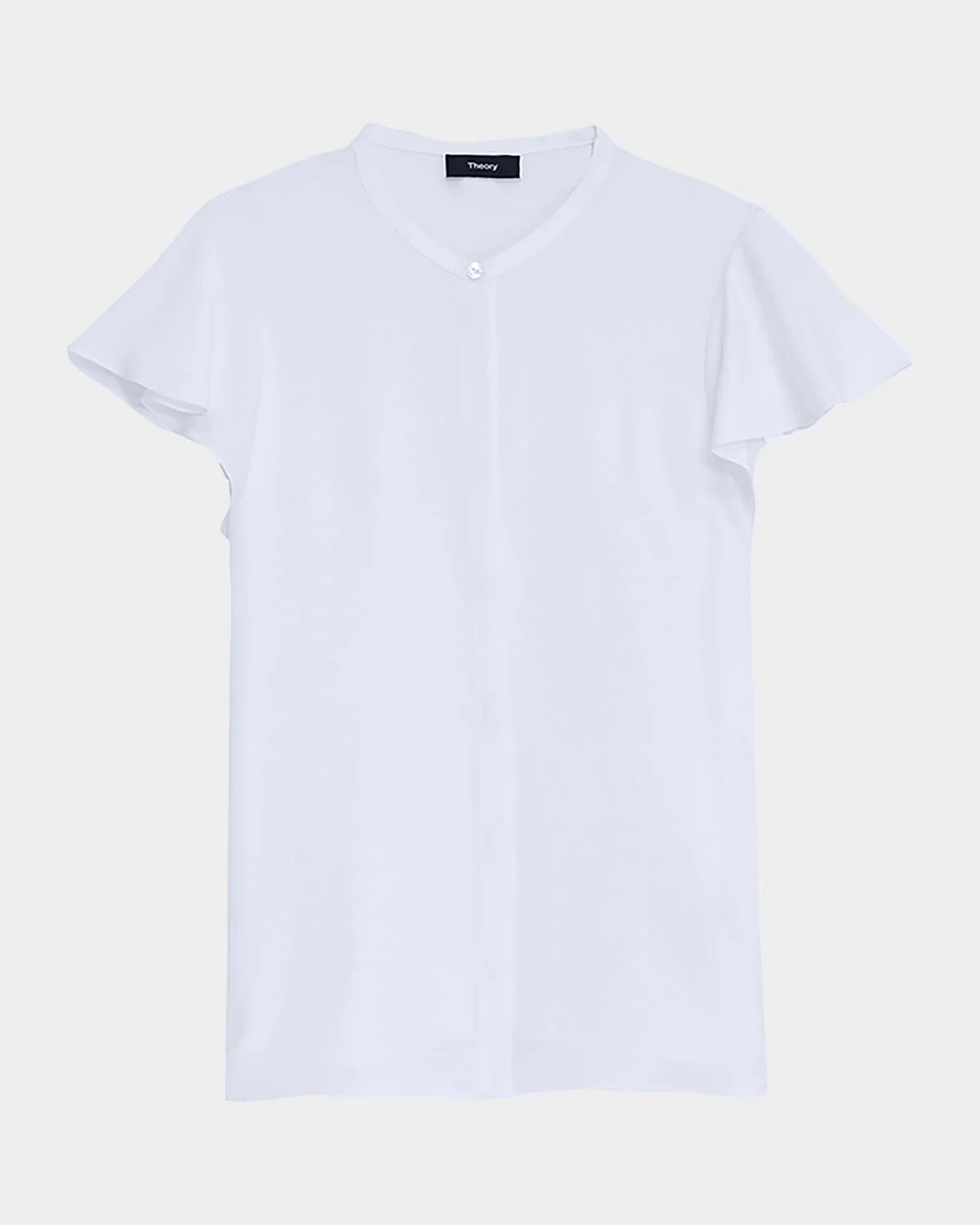 Ruffle-Sleeve Silk Button-Front Top - 1