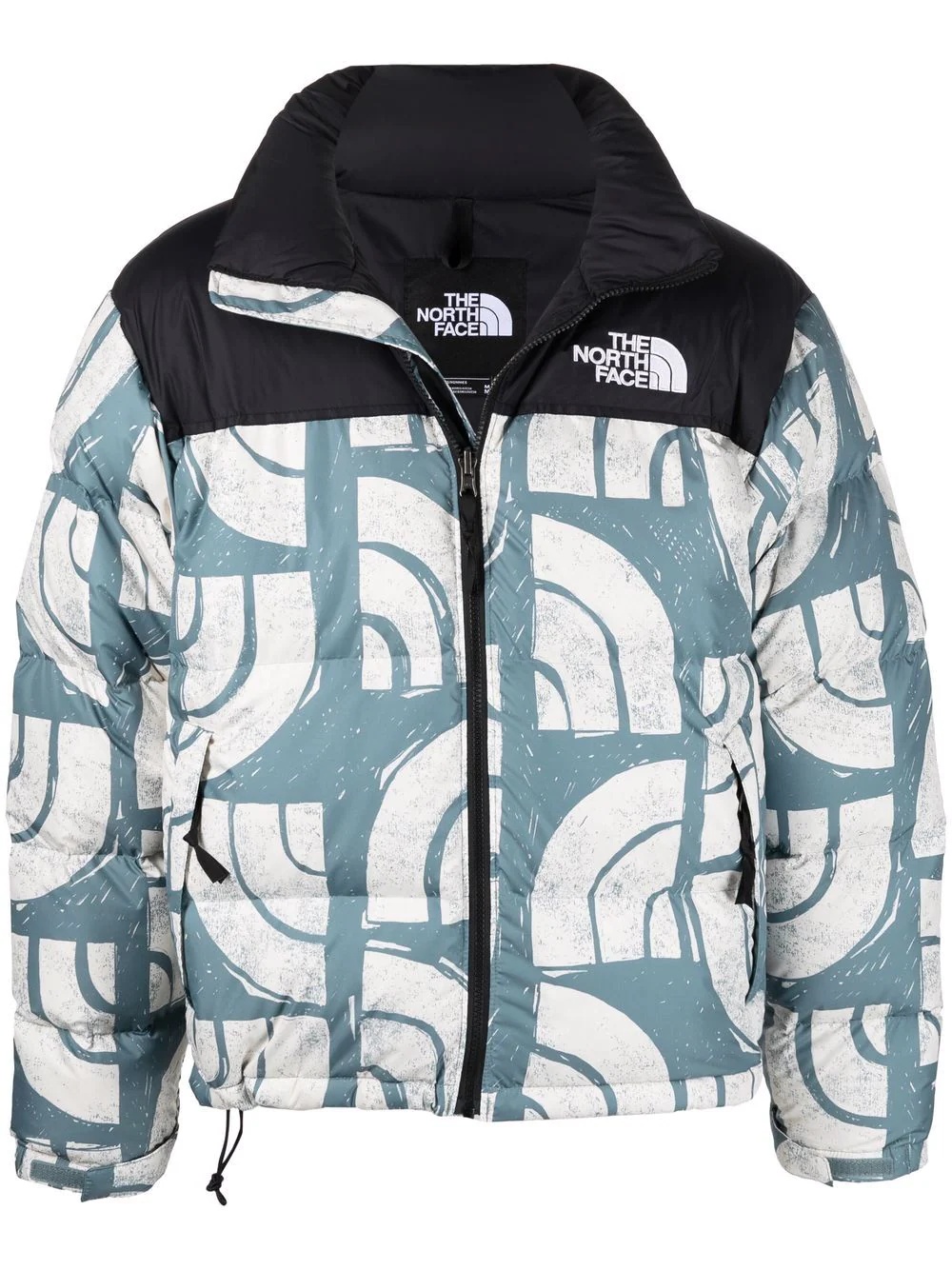 patterned zip-up down jacket - 1