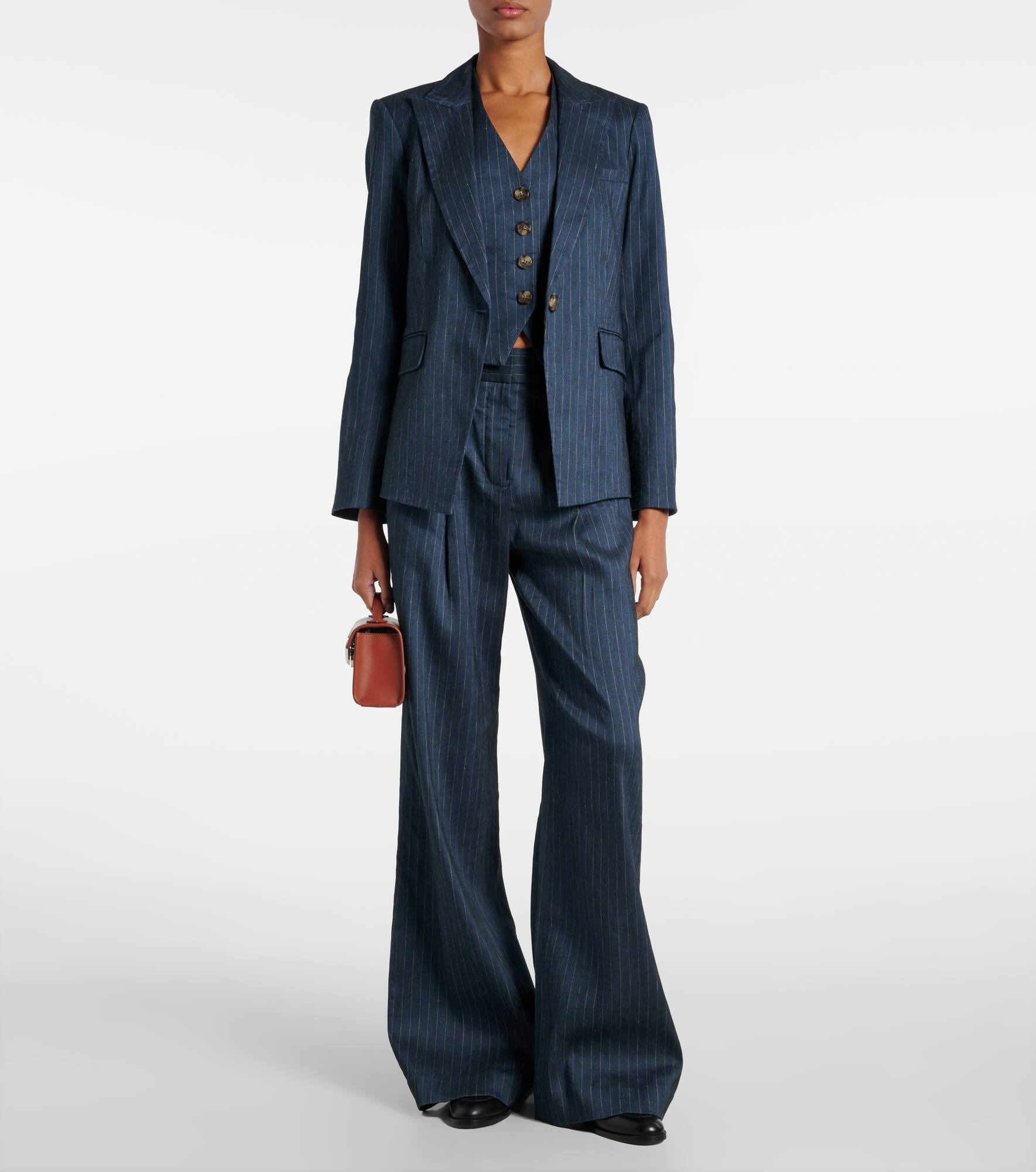 Obie pinstripe linen-blend blazer - 2