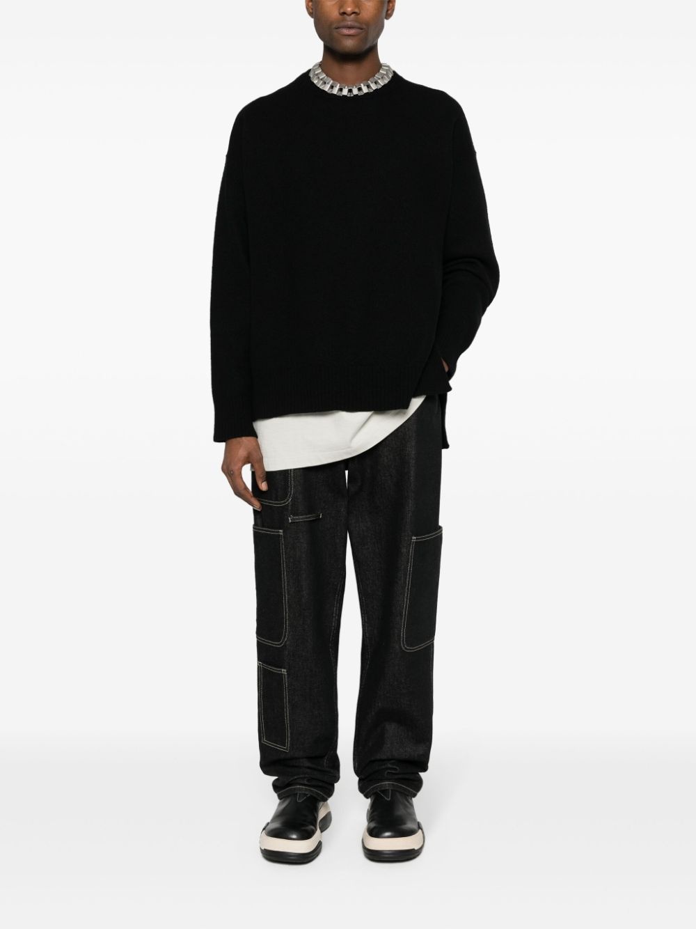 side-slits wool jumper - 2