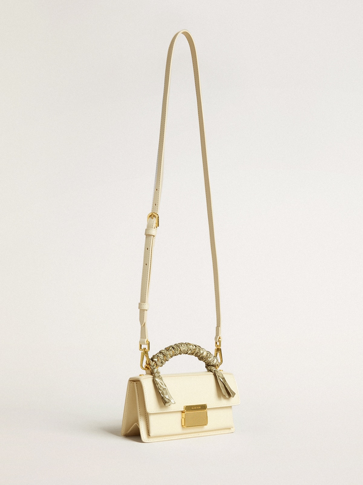 Small Venezia Bag in butter-colored boarded leather with braided scarf - 2