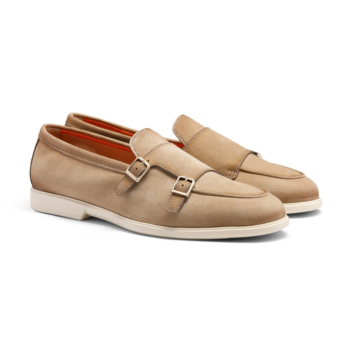 Men's beige suede double-buckle loafer - 2