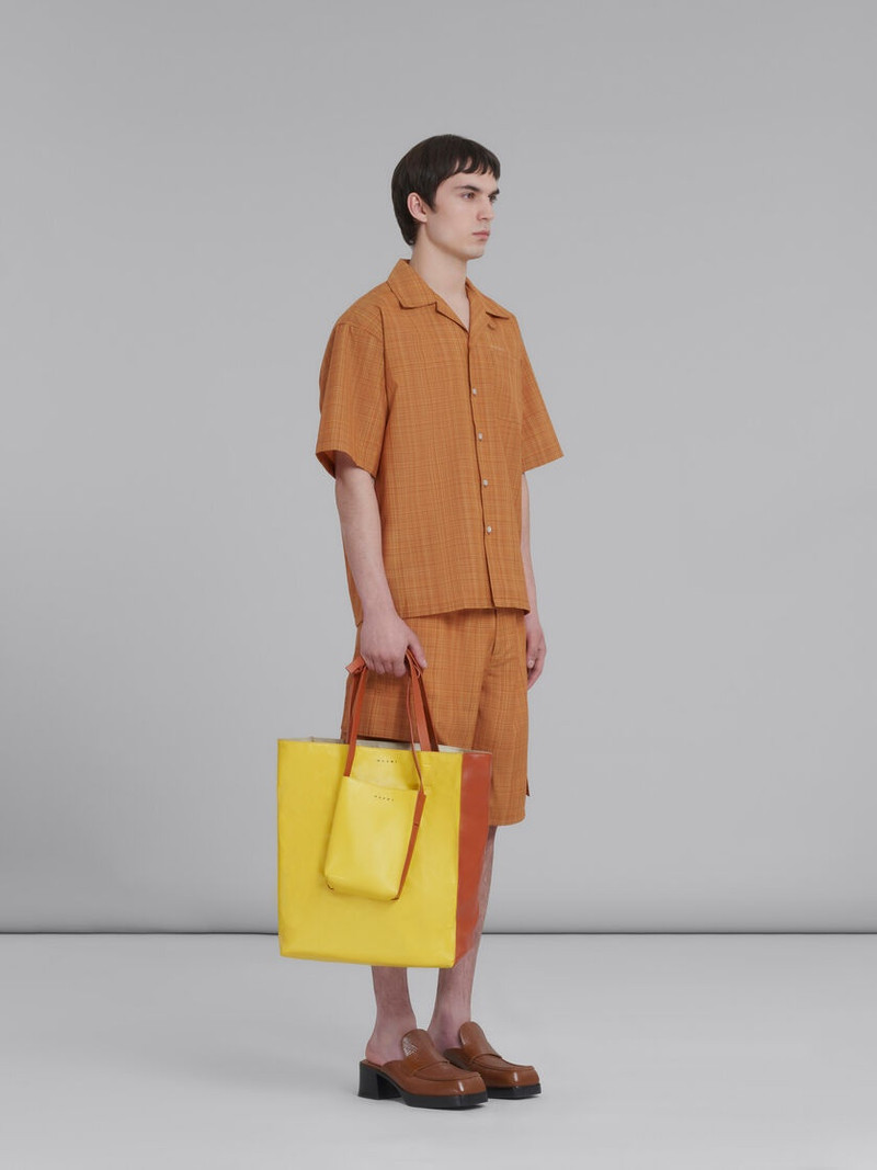 ORANGE BOWLING SHIRT IN CHECKED LIGHT WOOL 5