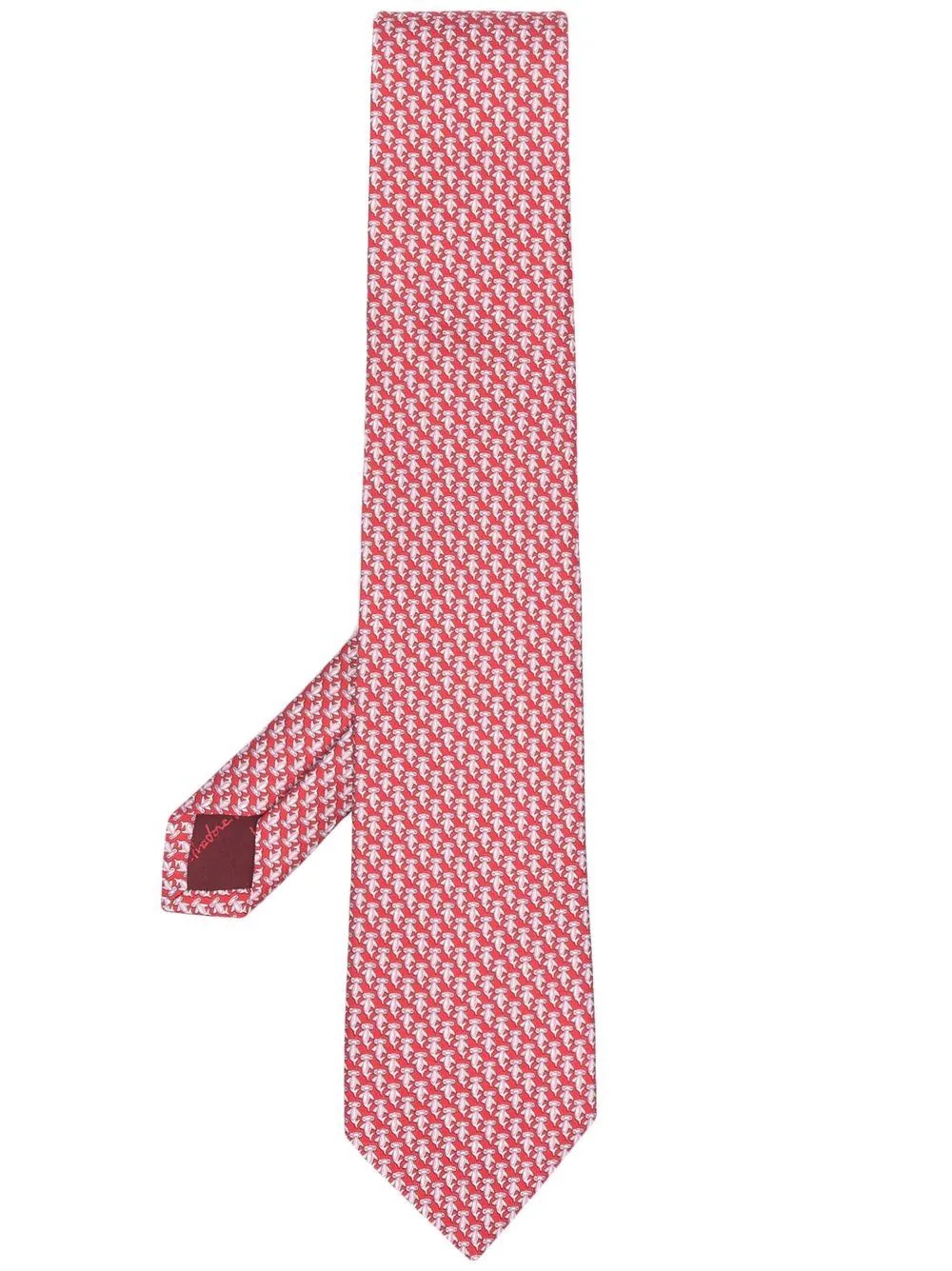 motif-print silk tie - 1