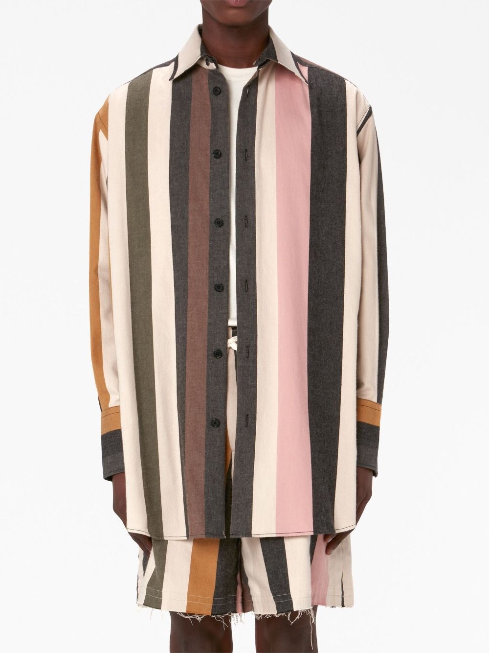 striped button-up cotton shirt - 3