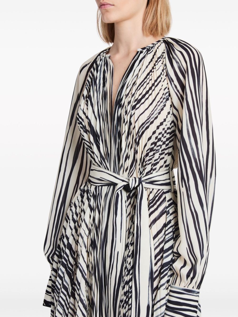 Carol stripe-print pleated dress - 5