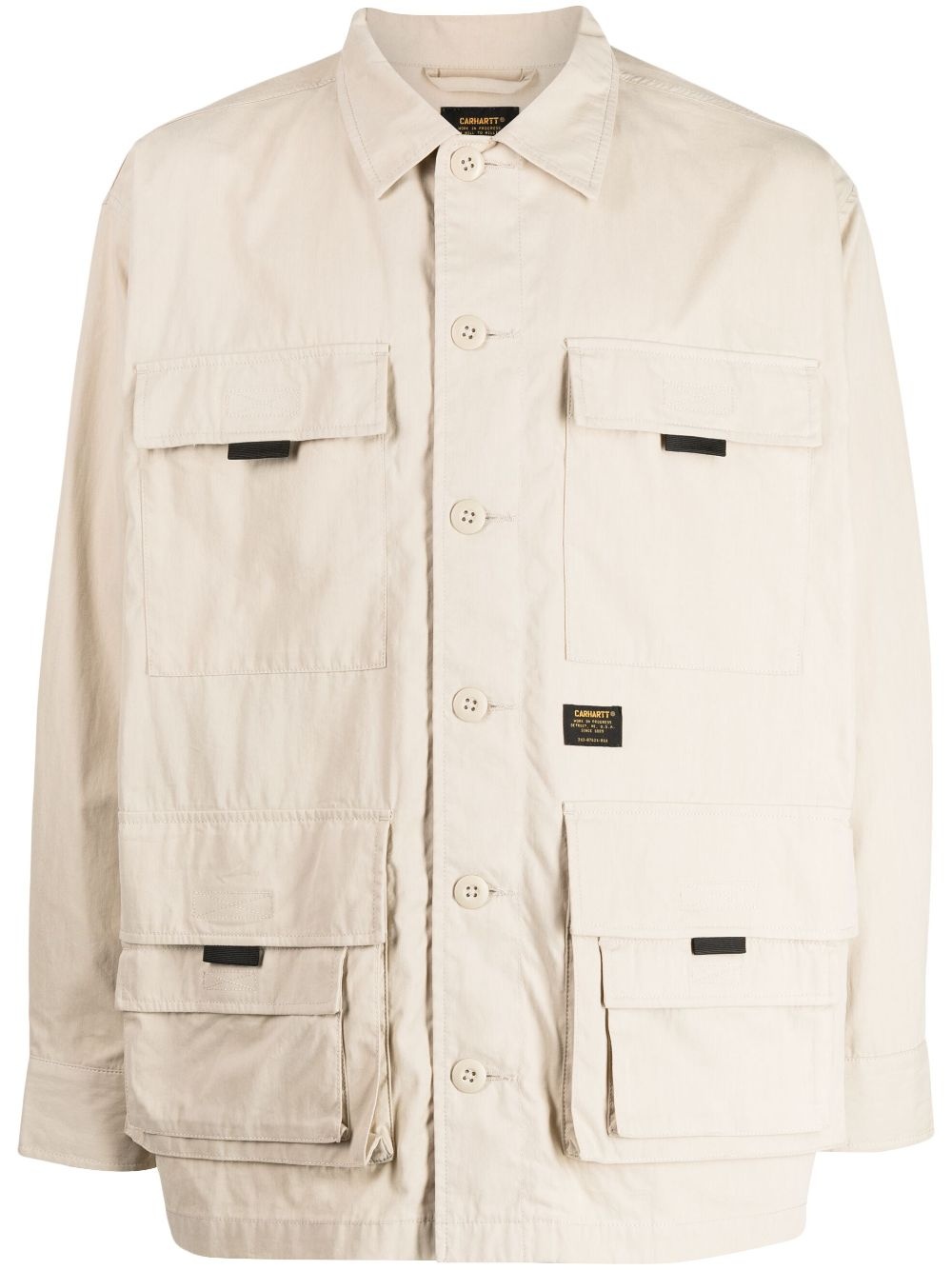 logo-patch buttoned jacket - 1