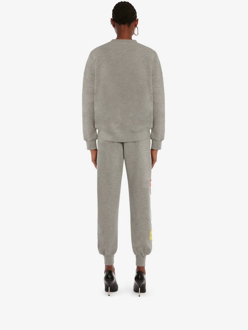 Embroidered Mcqueen Graffiti Sweatshirt in Grey/multicolour - 4