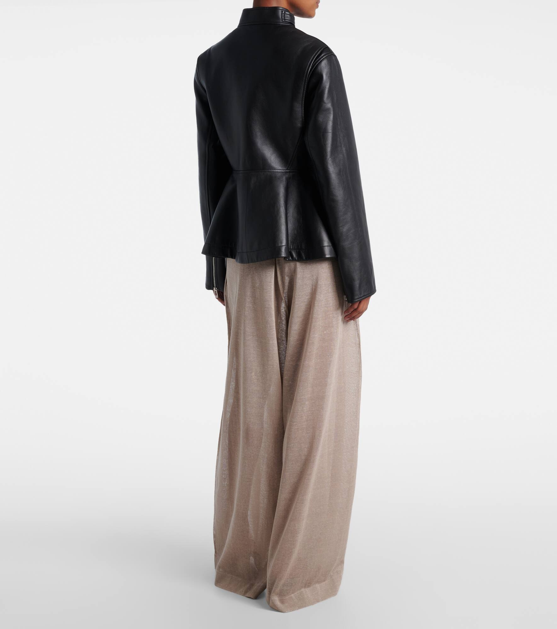 Peplum leather jacket - 3