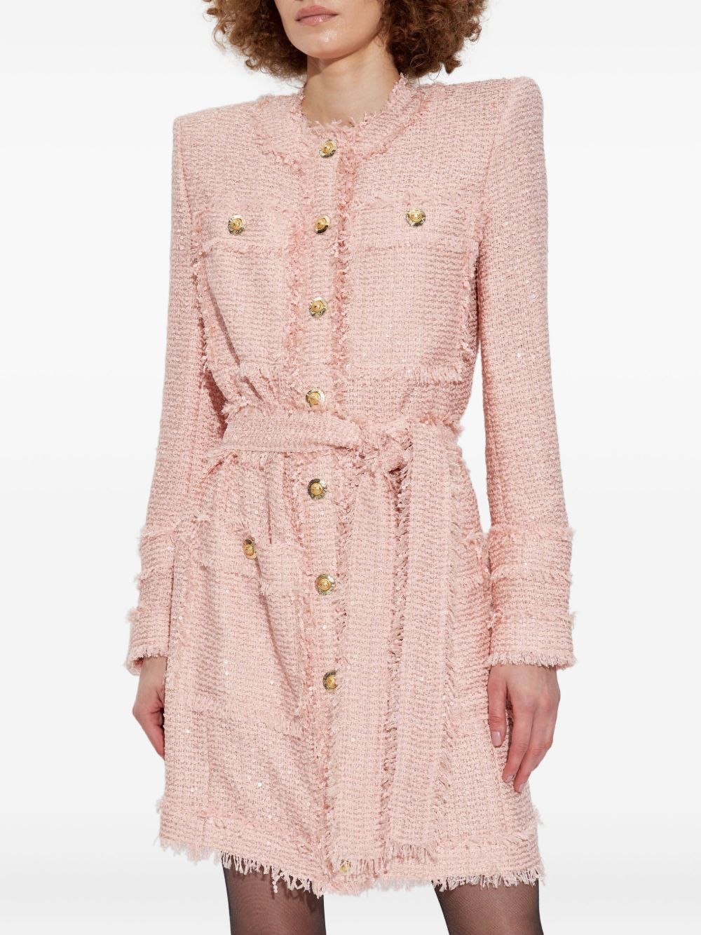 sequin-embellished tweed mini dress - 3