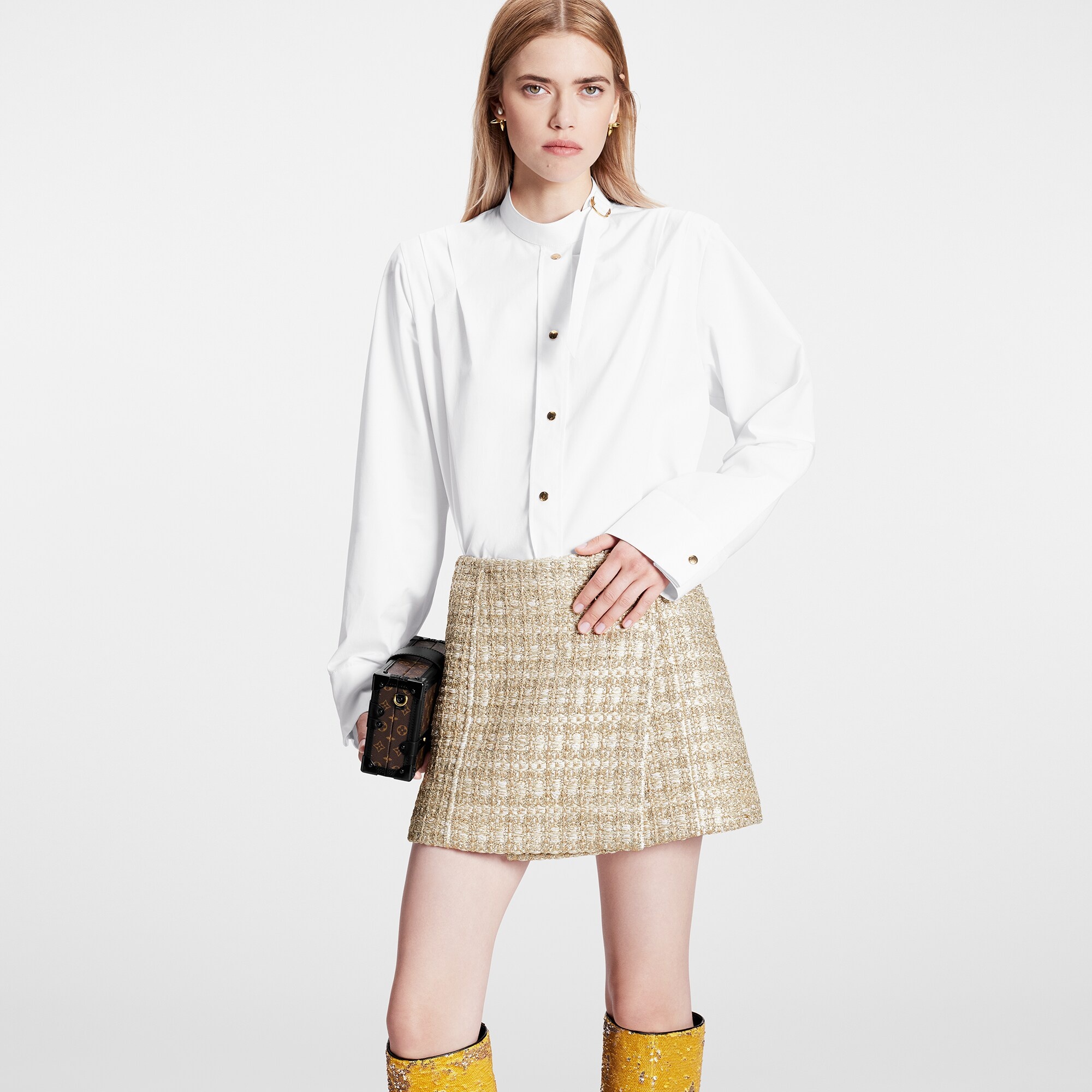Lurex Tweed Mini Wrap Skirt - 5