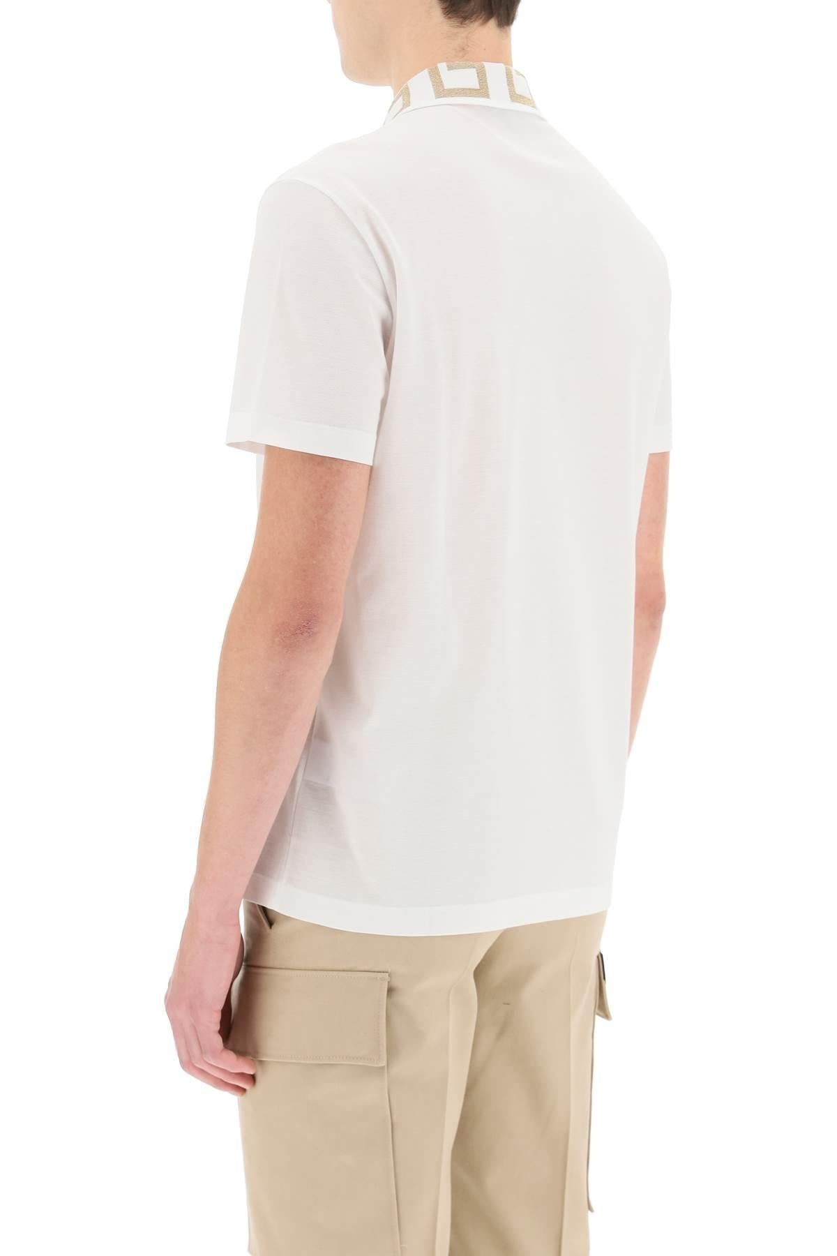 VERSACE TAYLOR FIT POLO SHIRT WITH GRECA COLLAR - 4