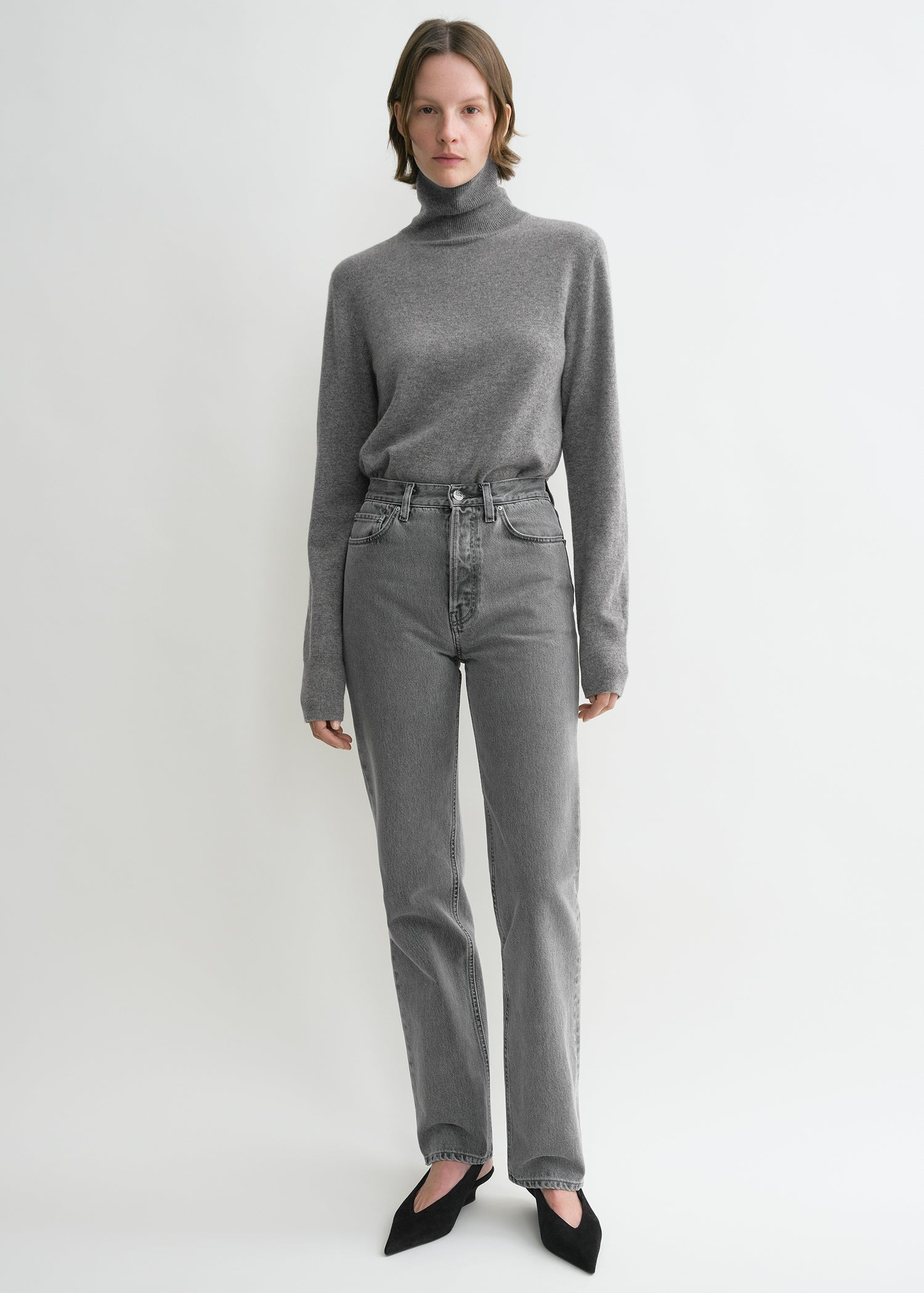 Classic cut denim full length mid grey - 2