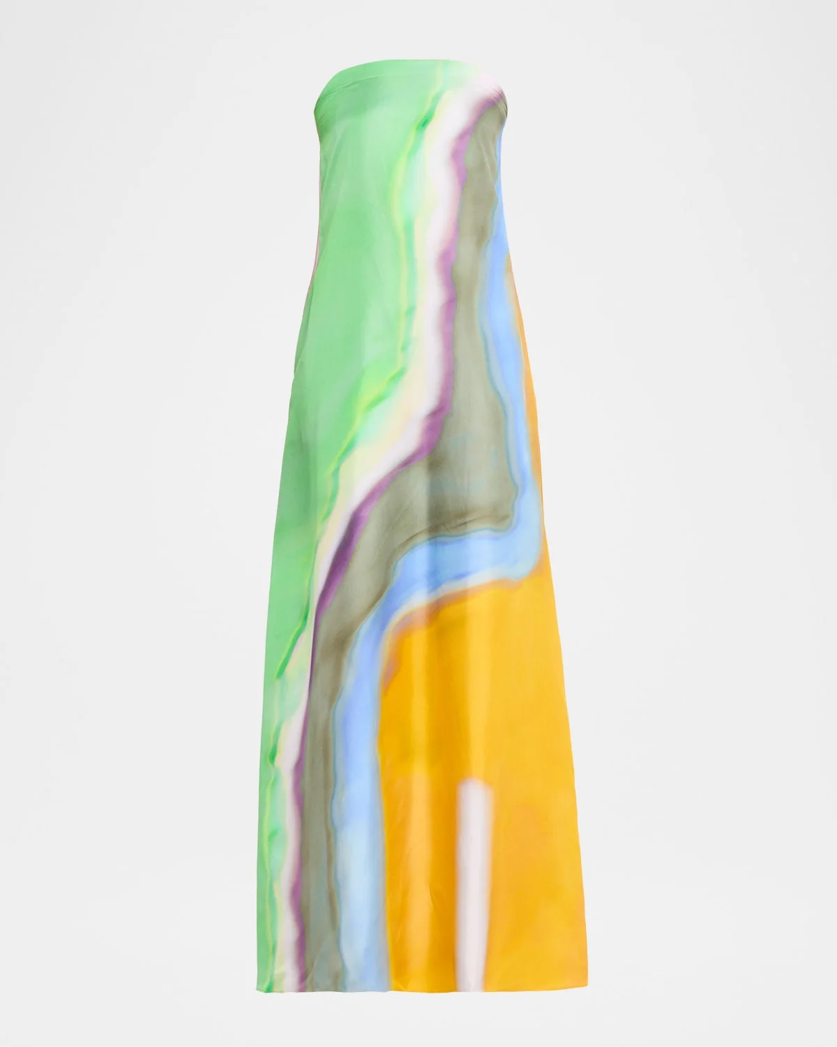 Long Aura Silk Strapless Dress - 1