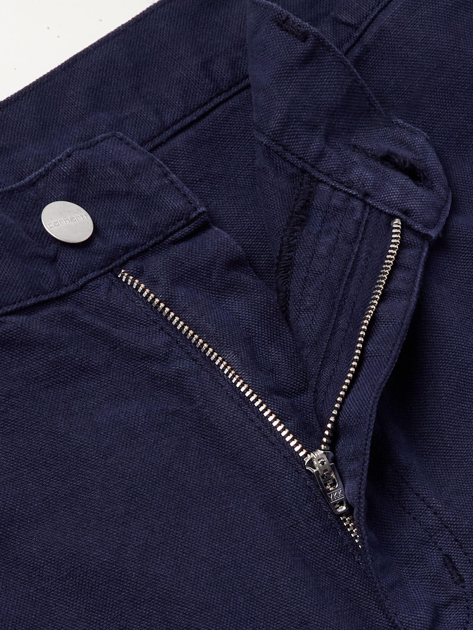 Walter Single Knee Wide-Leg Cotton and Linen-Blend Canvas Shorts Navy - 6