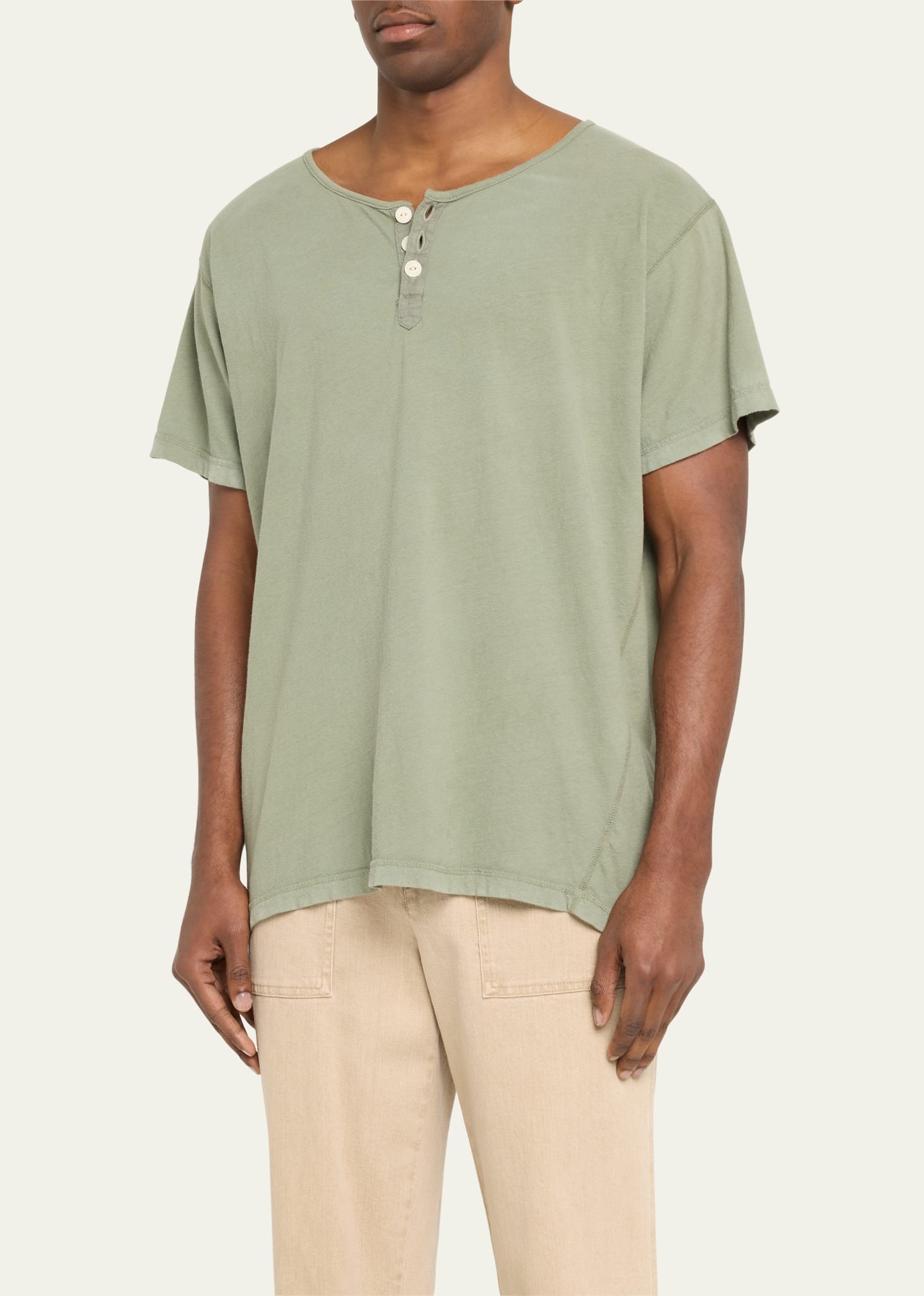 Men's Faded Jersey Henley Shirt - 4