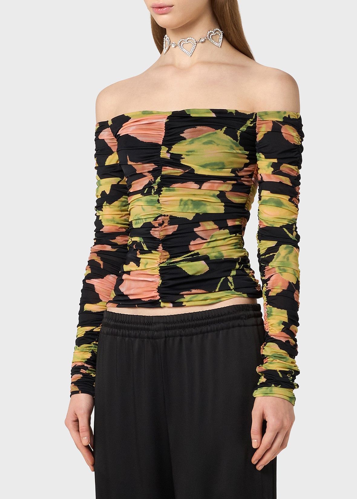 PRINTED JERSEY BLOUSE WITH DRAPING - 5