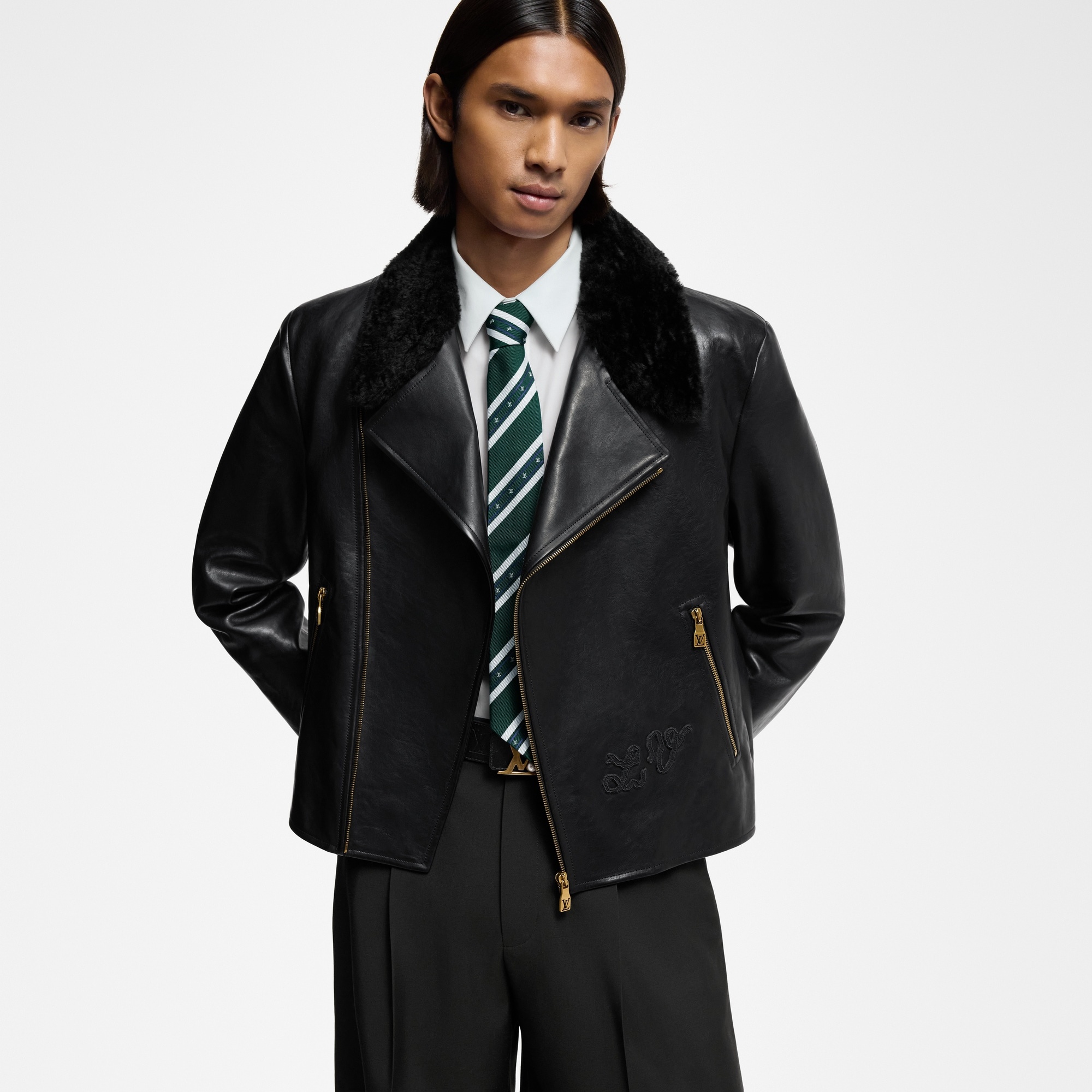 Shearling Evening Leather Biker Jacket - 2