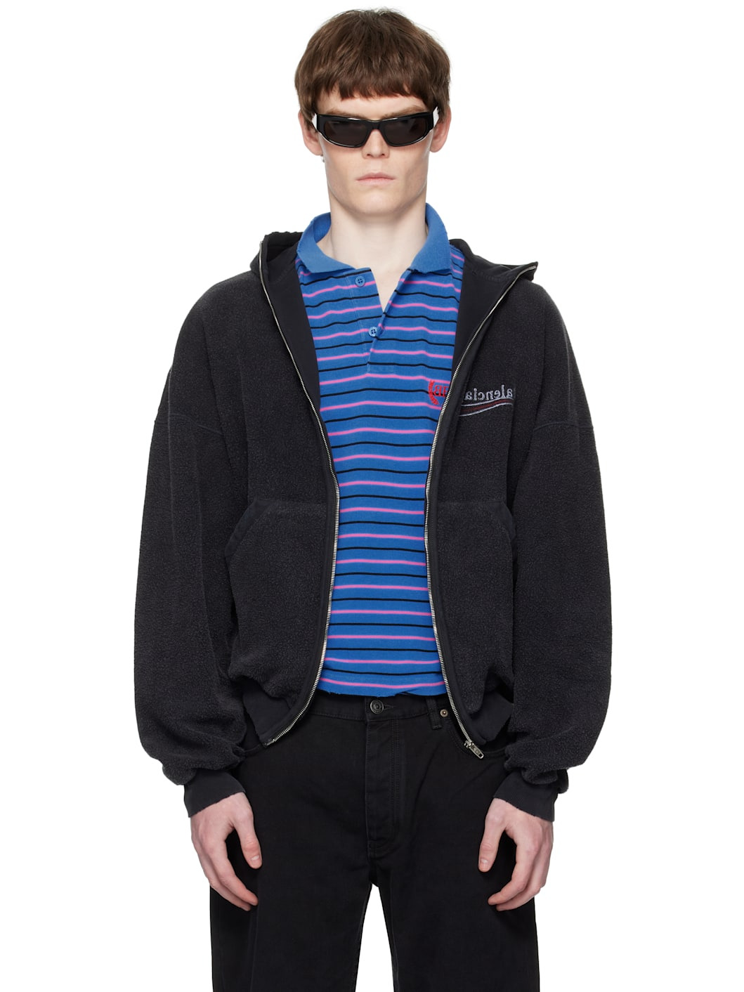 Black Political Campaign Inside-Out Zip-Up Hoodie - 1