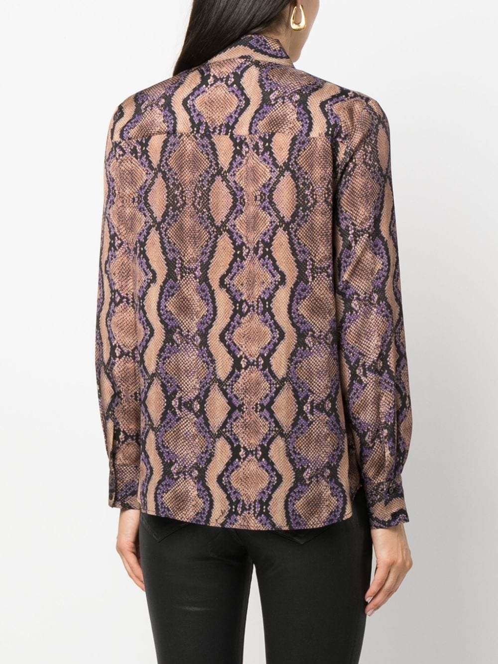 snakeskin-print long-sleeve shirt - 4